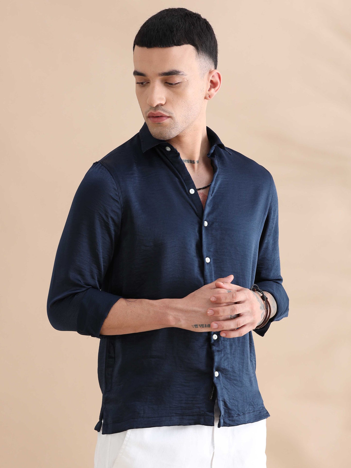 Royal Navy Imported Velvet Fancy - Blue Mens Solid Shirt