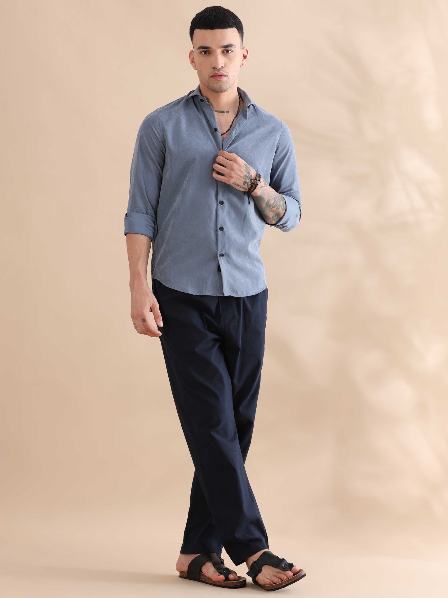 Aqua Blue Imported Velvet Solid Shirts Mens