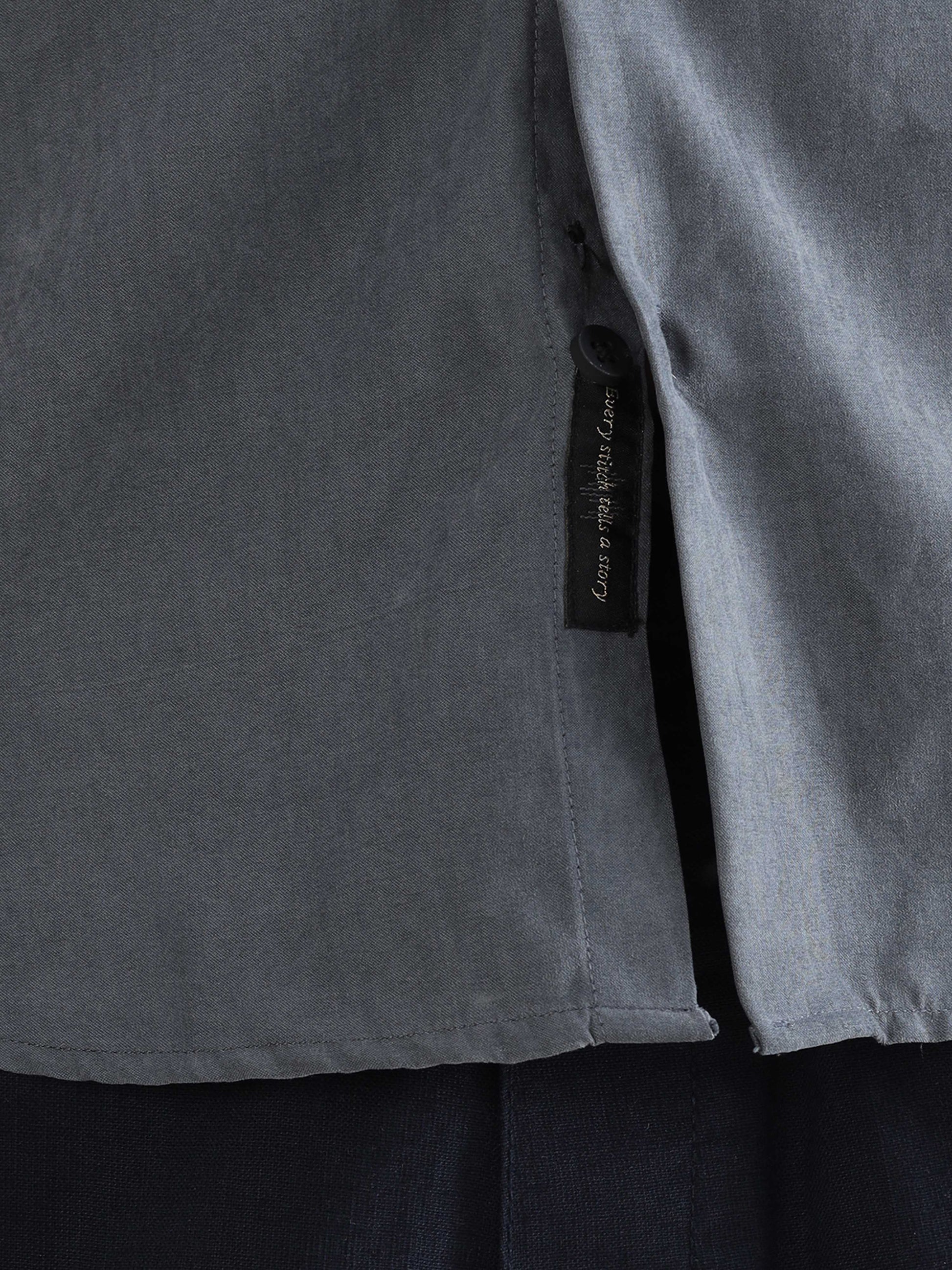 Grey Velvet Solid Shirts for Men