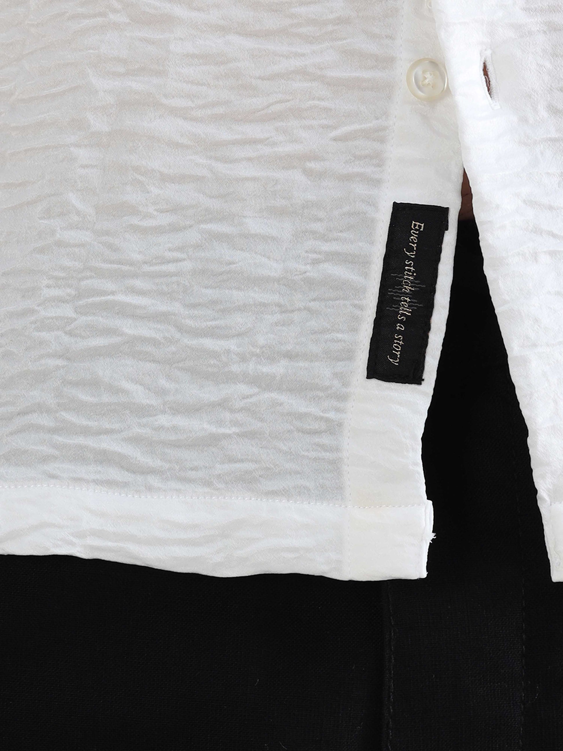 Buy White Satin Crush Full Sleeve Shirts - White Solid Shirt