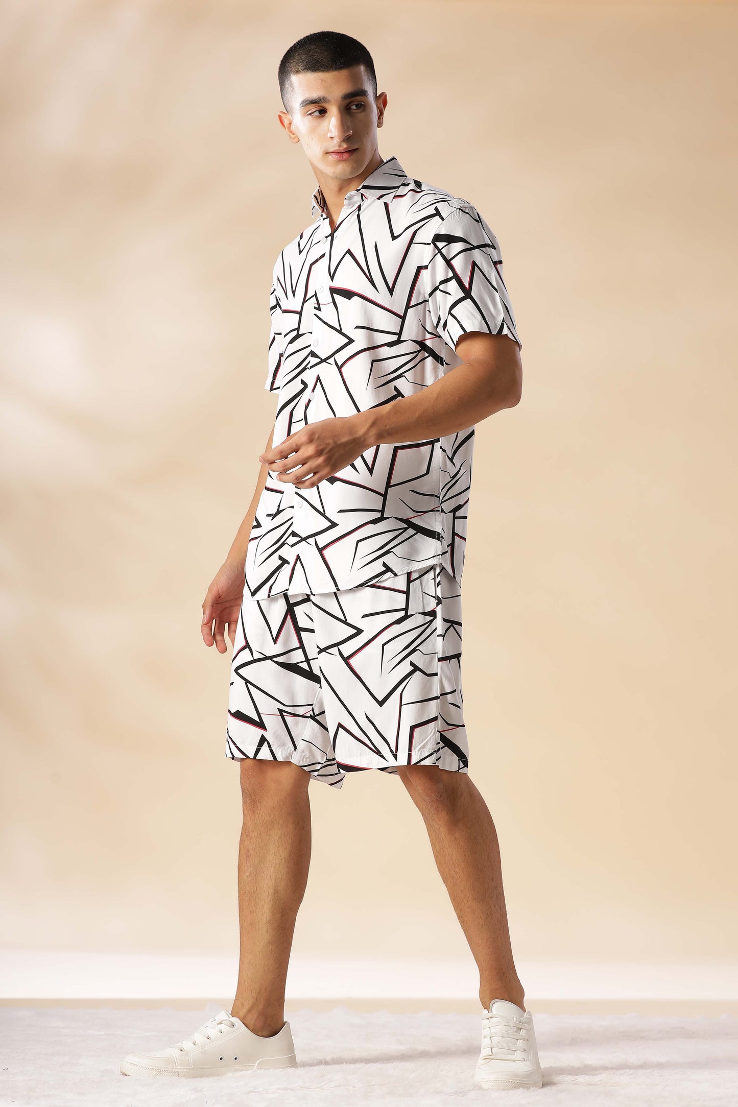 Argentina Eclipse White Pattern Co Ord Set for men