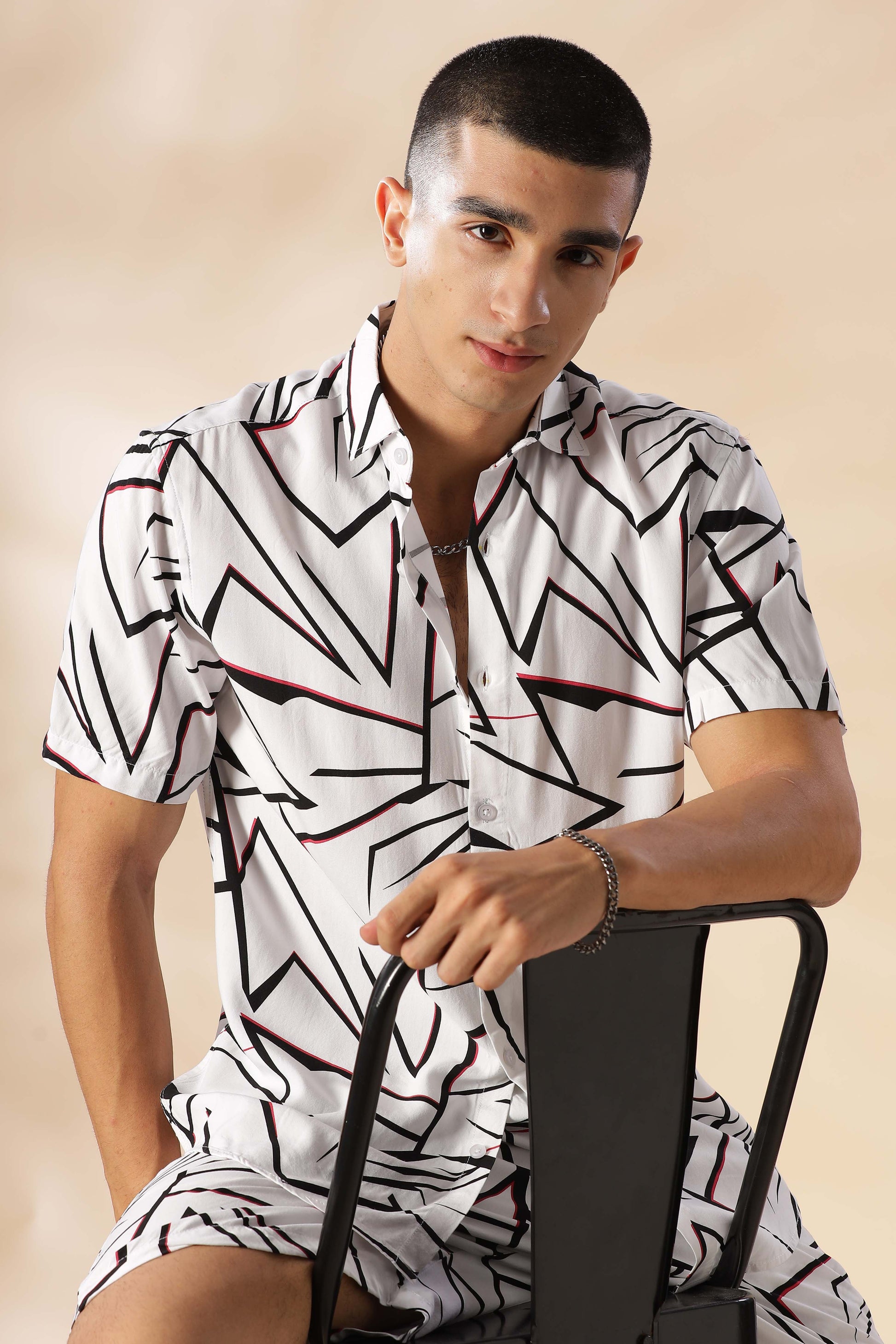 Argentina Eclipse White Pattern Co Ord Set for men