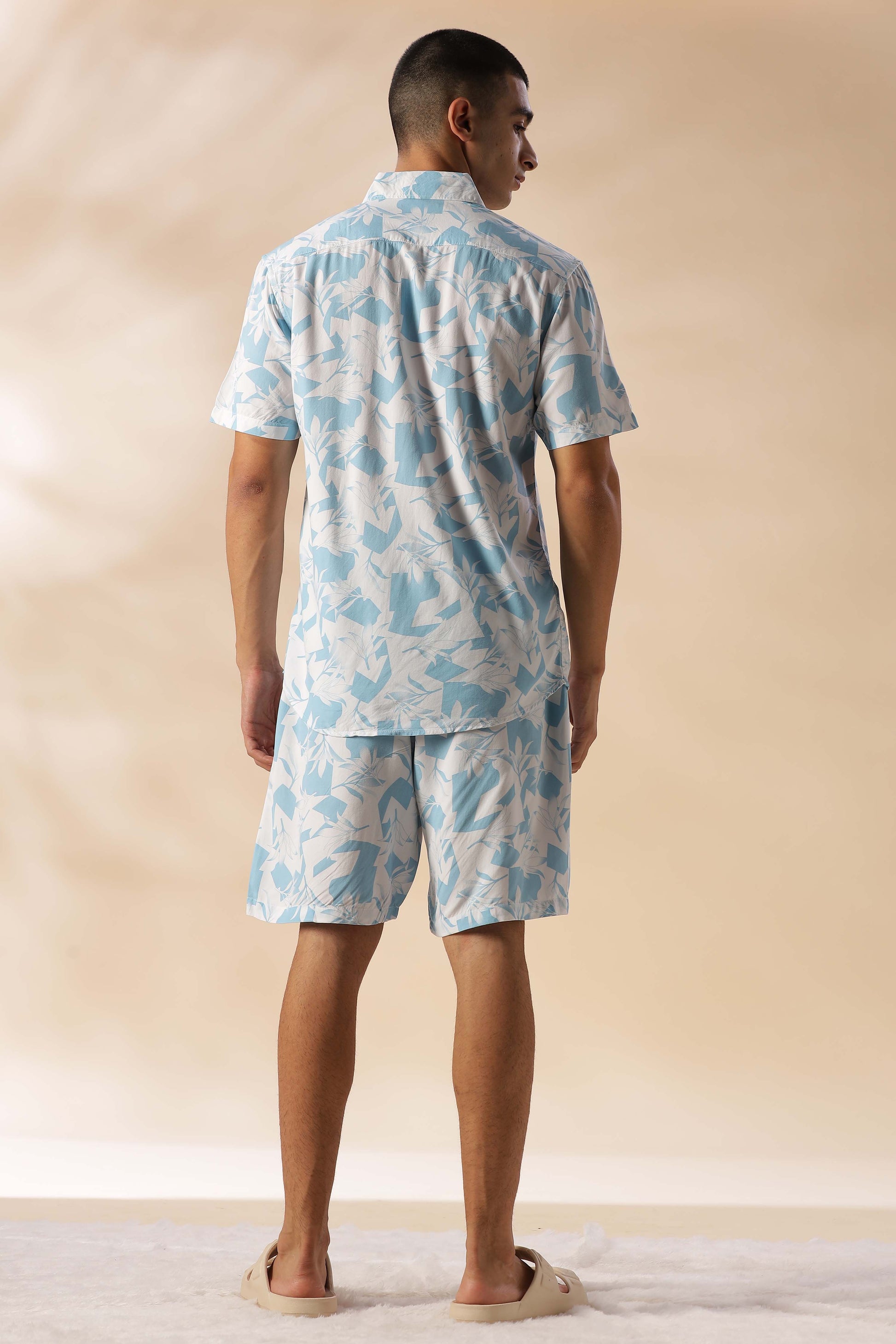 Argentina Cadet Blue Floral Co Ord Set for Men 