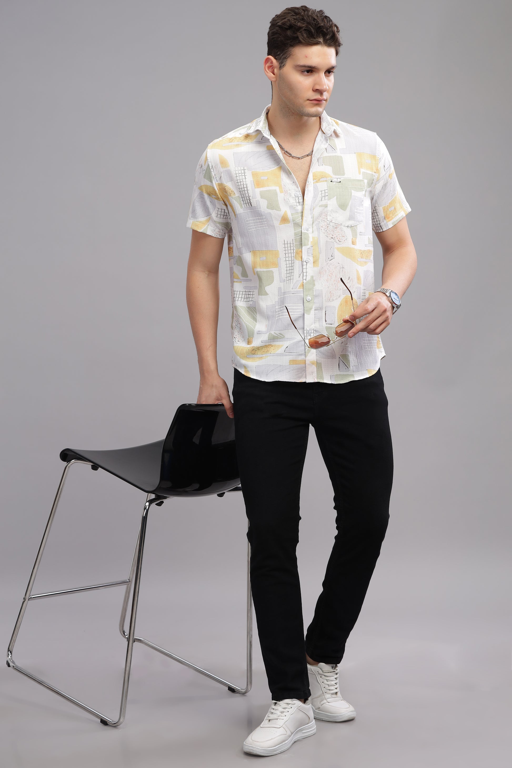 White and Yellow Snowy Sunshine New Printed Shirt