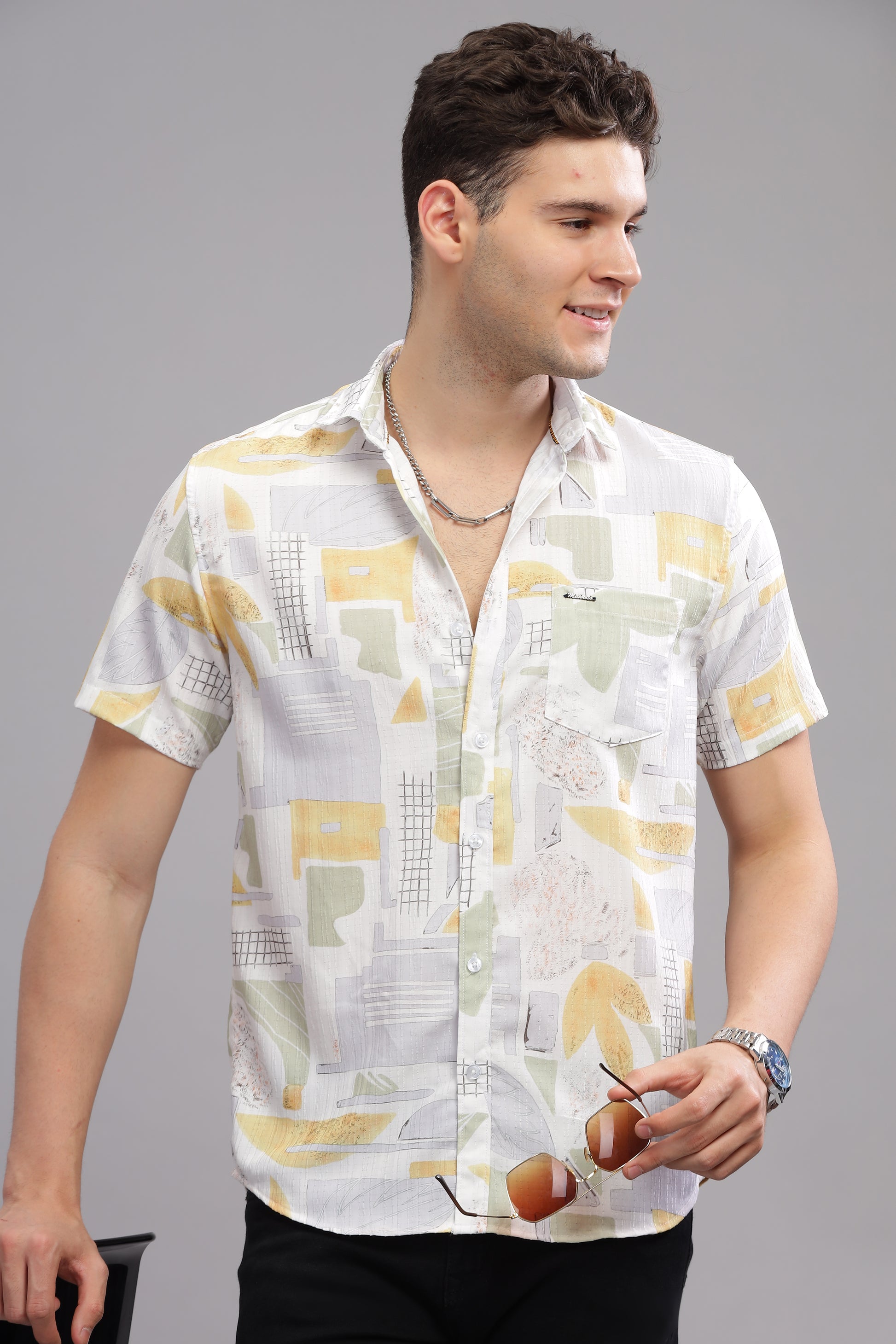 White and Yellow Snowy Sunshine New Printed Shirt