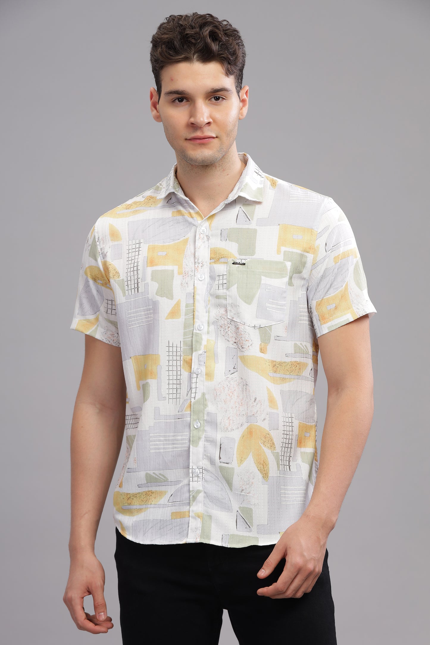 White and Yellow Snowy Sunshine New Printed Shirt