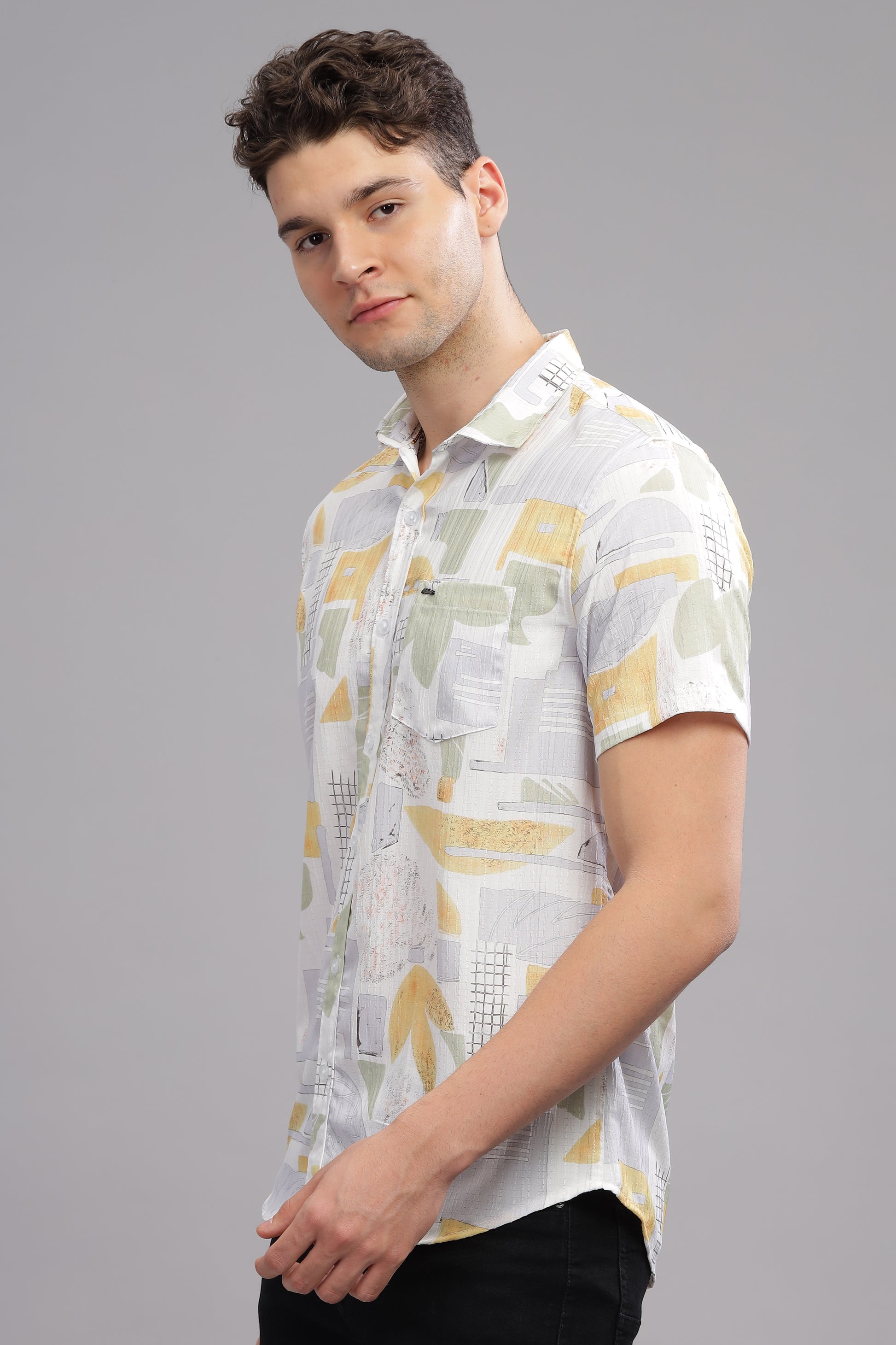 White and Yellow Snowy Sunshine New Printed Shirt