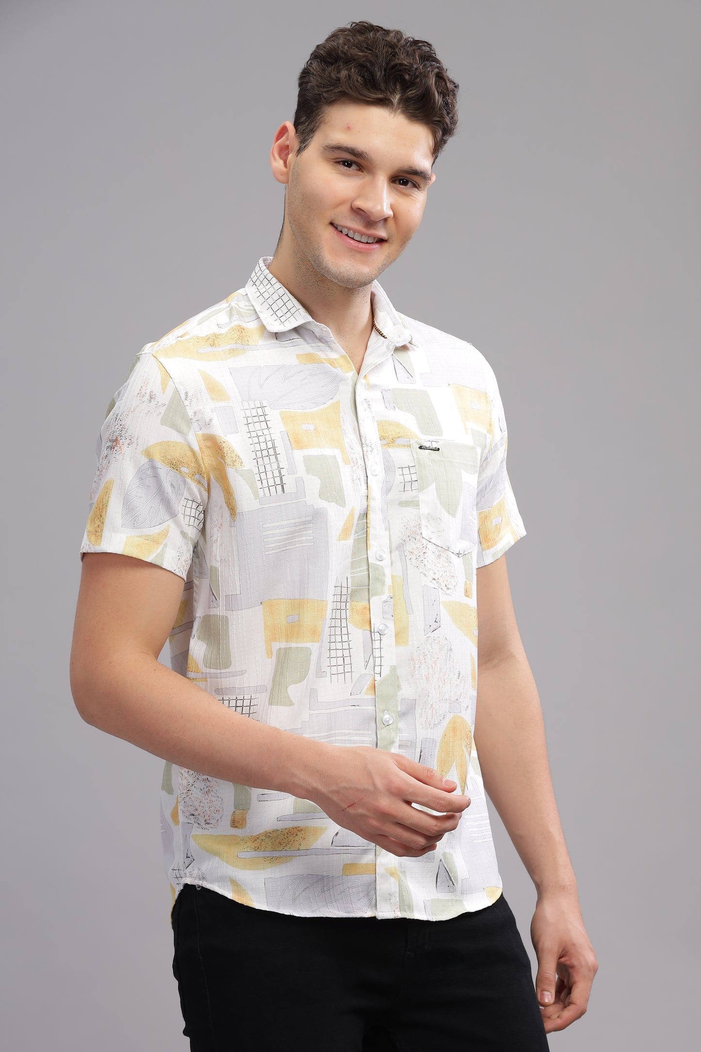 White and Yellow Snowy Sunshine New Printed Shirt