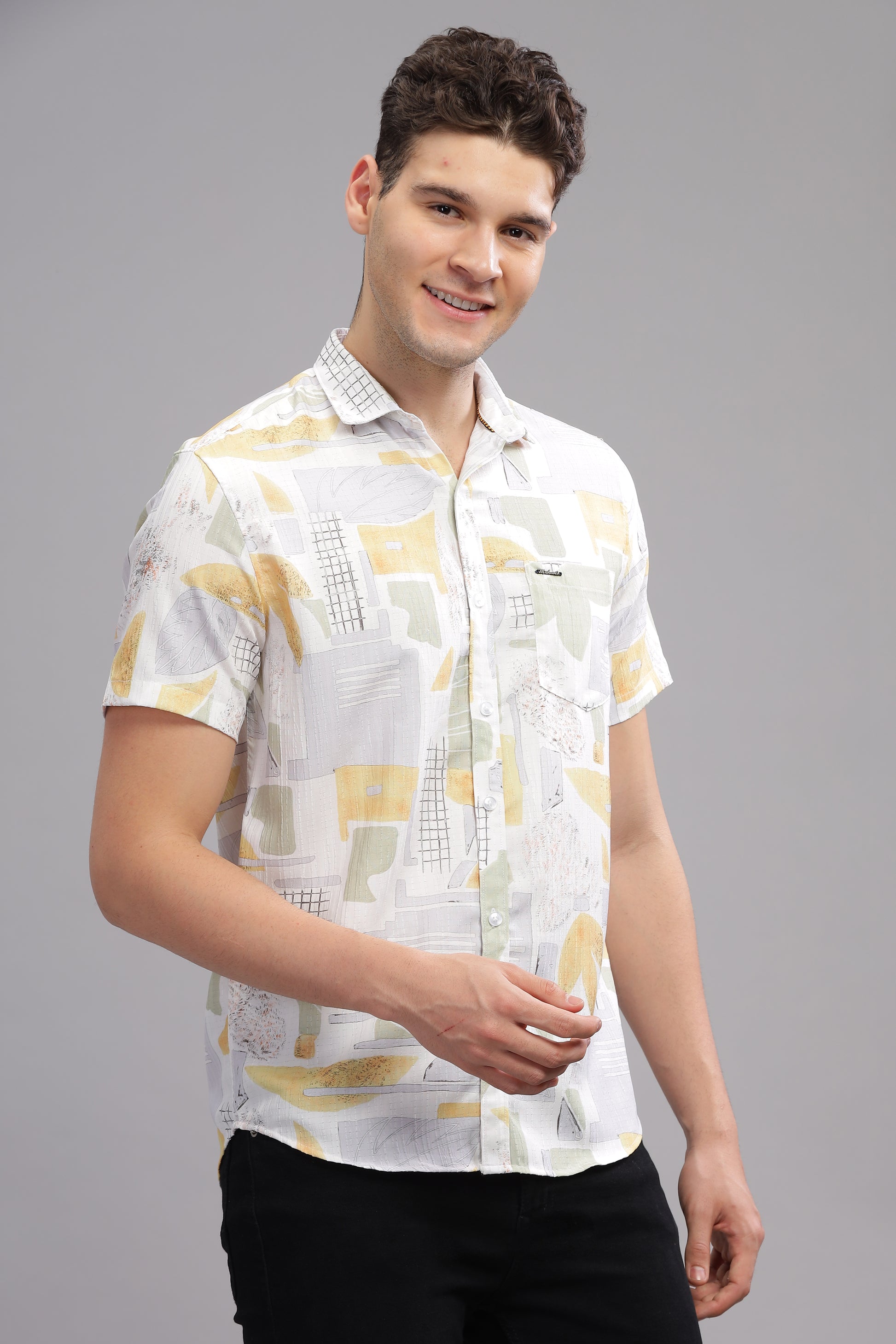 White and Yellow Snowy Sunshine New Printed Shirt