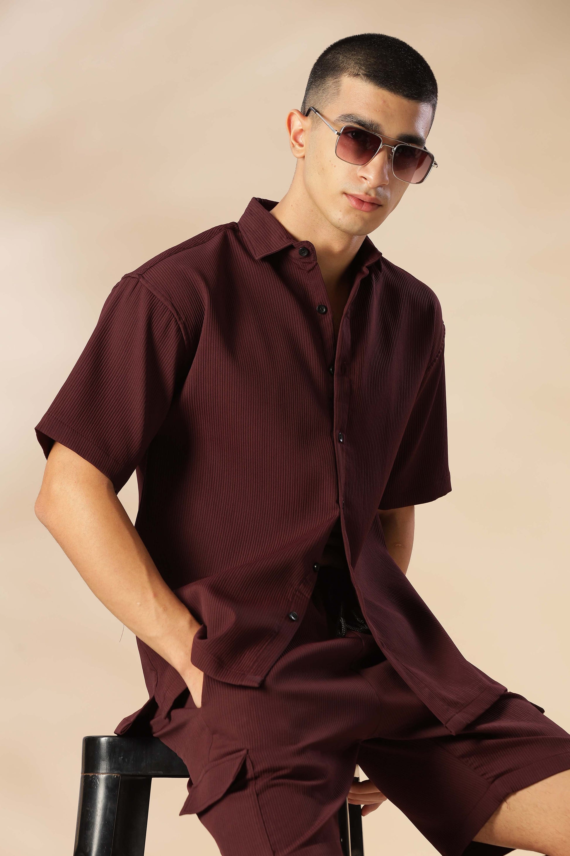 Abuja Maroon Co Ord Set for Men 