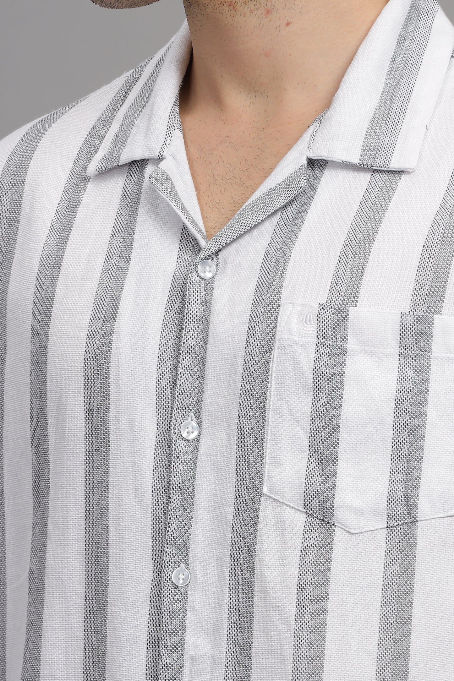 Line Patterned Summer Dobby Shirt