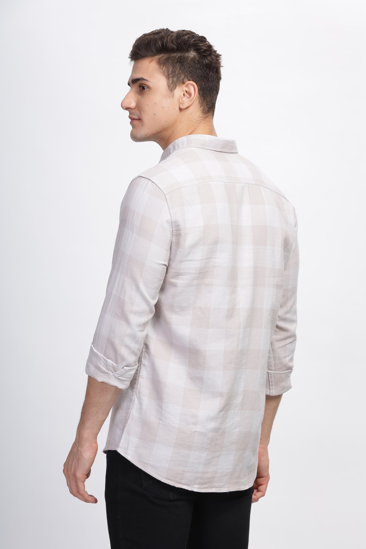 Beige Prosperous Summer Stylish Check Shirts for Men