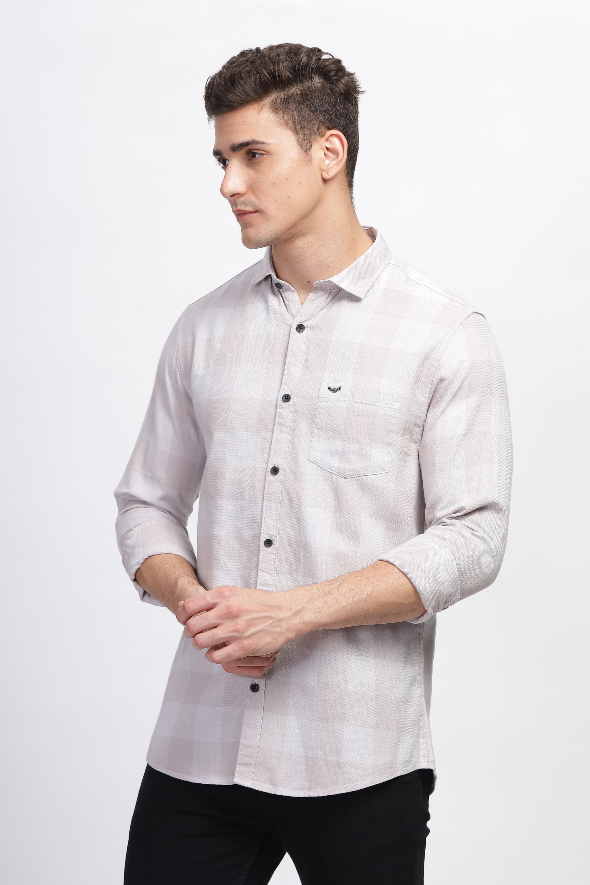 Beige Prosperous Summer Stylish Check Shirts for Men