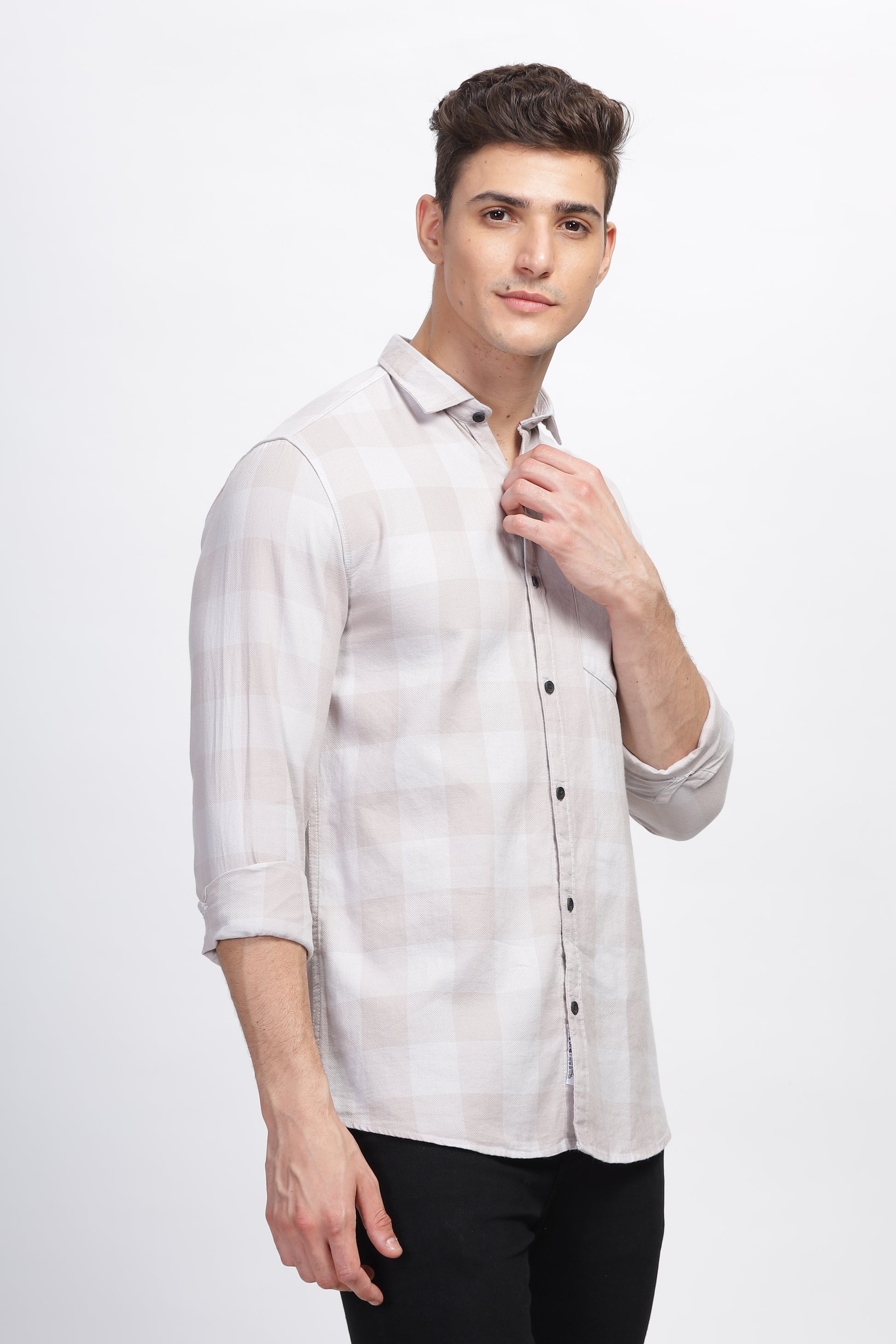 Beige Prosperous Summer Stylish Check Shirts for Men