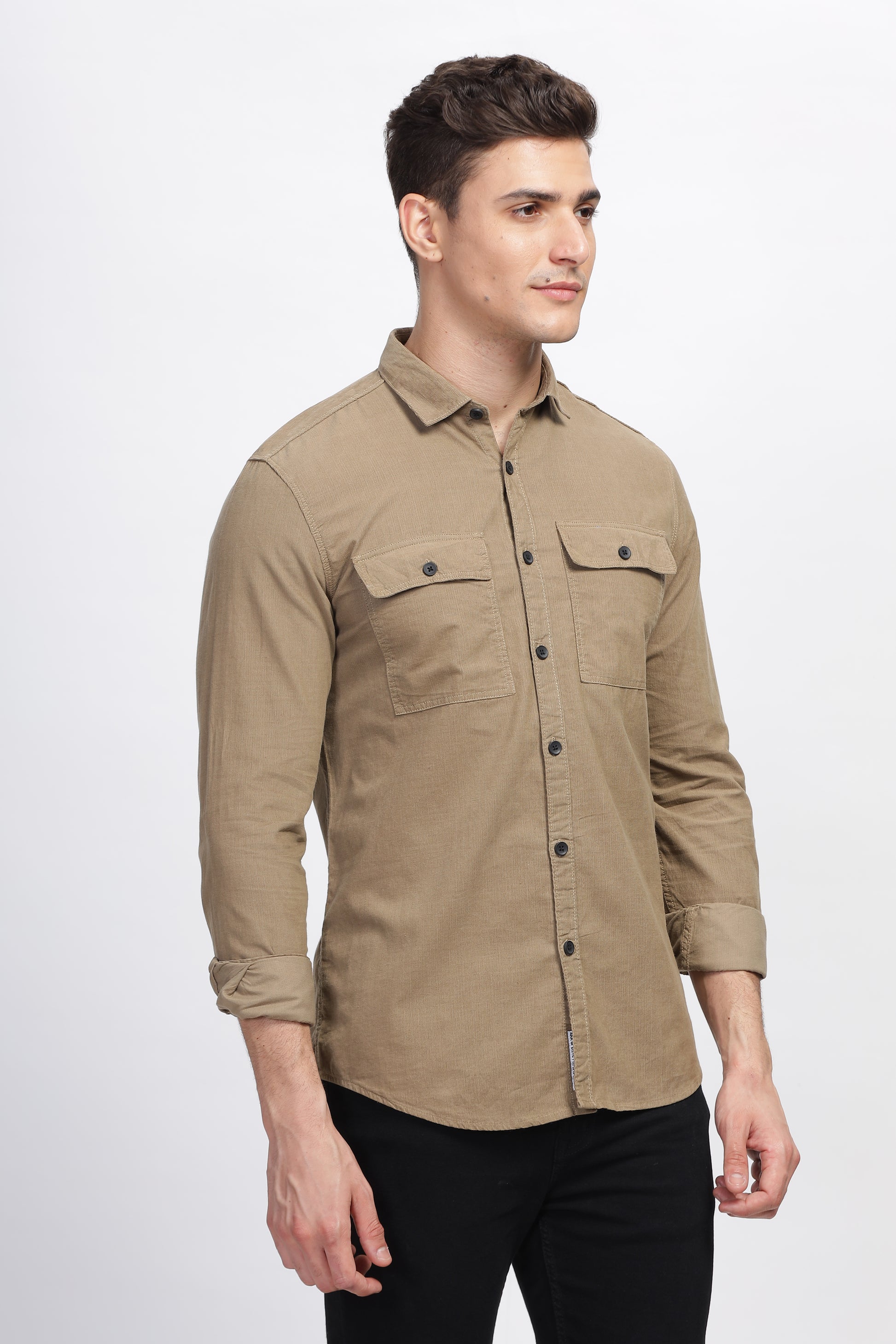 Brown Clay Creek Cotton Corduroy Mens 2 Pocket Shirts