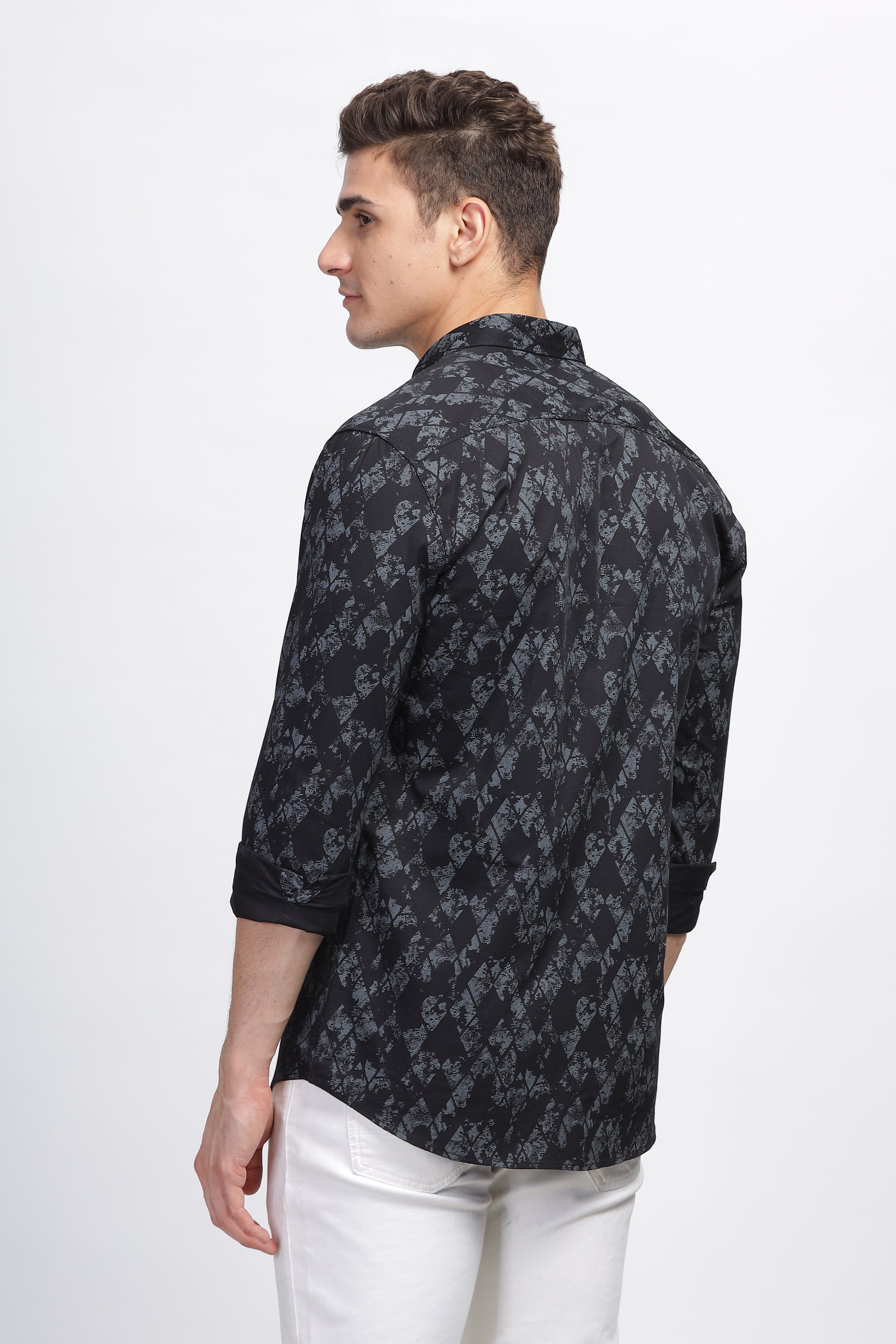 Black Noir Abstract Printed Shirts for Men