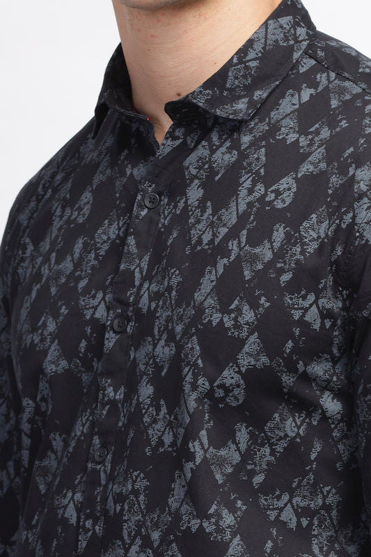 Black Noir Abstract Printed Shirts for Men