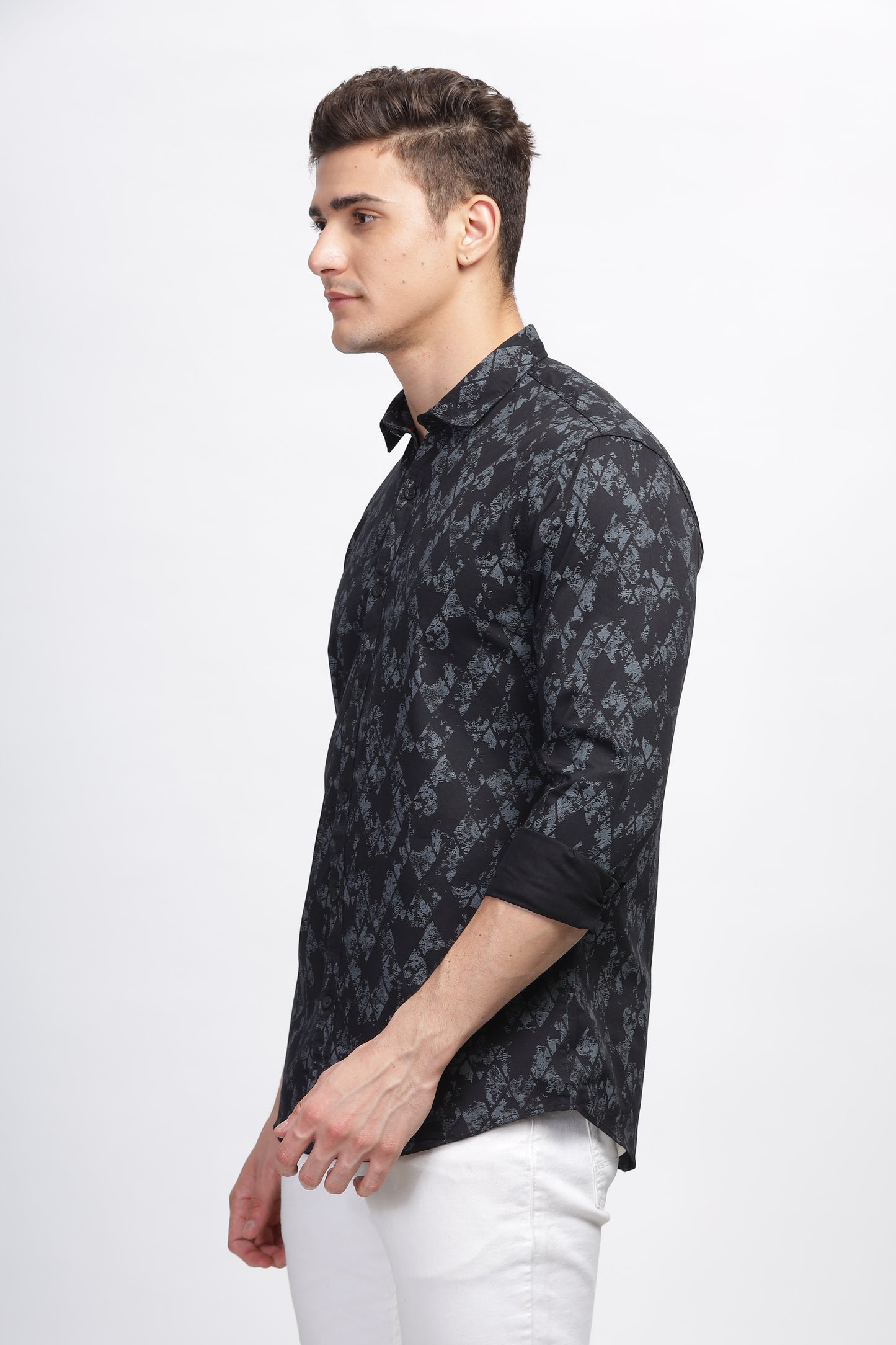 Black Noir Abstract Printed Shirts for Men