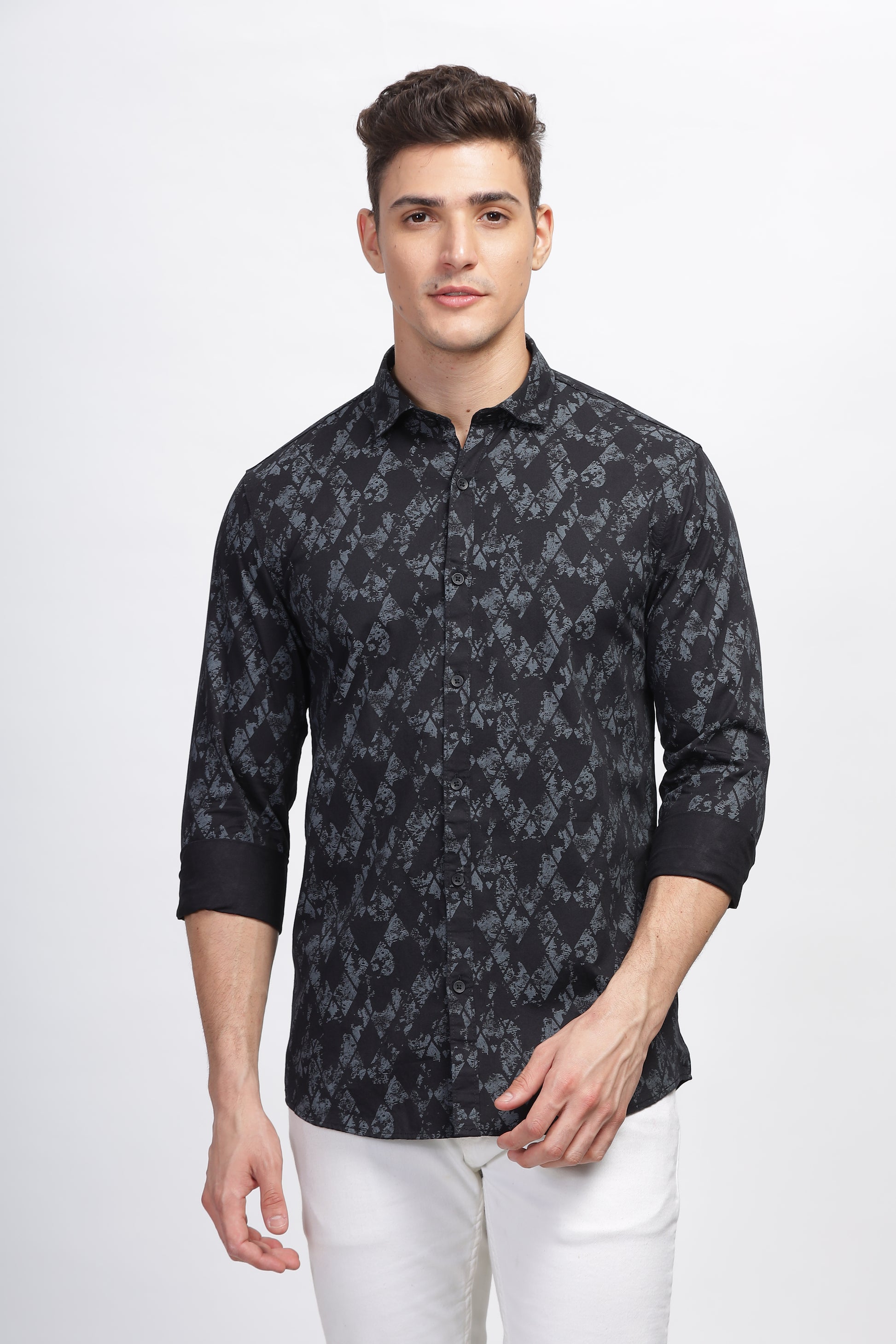 Black Noir Abstract Printed Shirts for Men