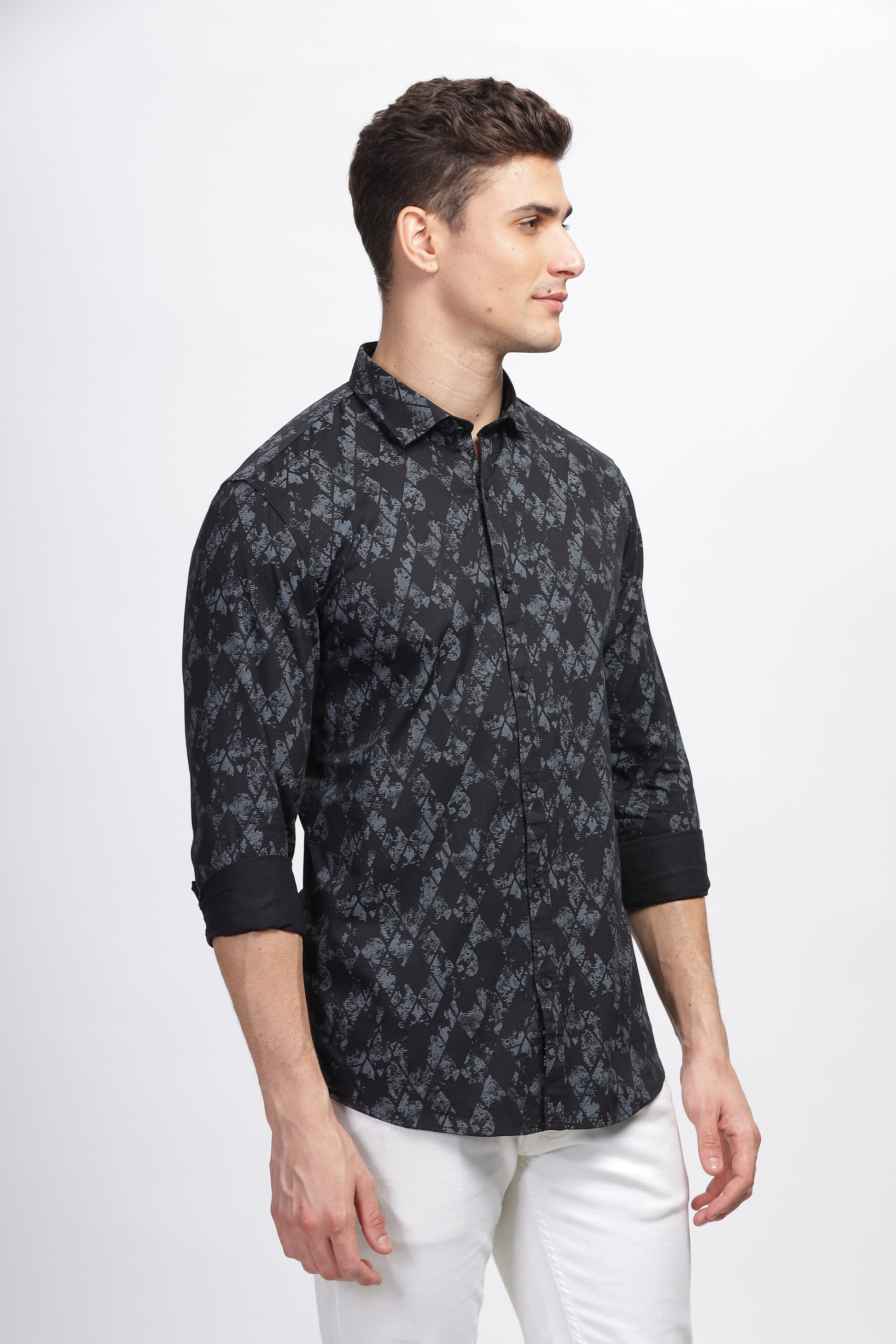 Black Noir Abstract Printed Shirts for Men