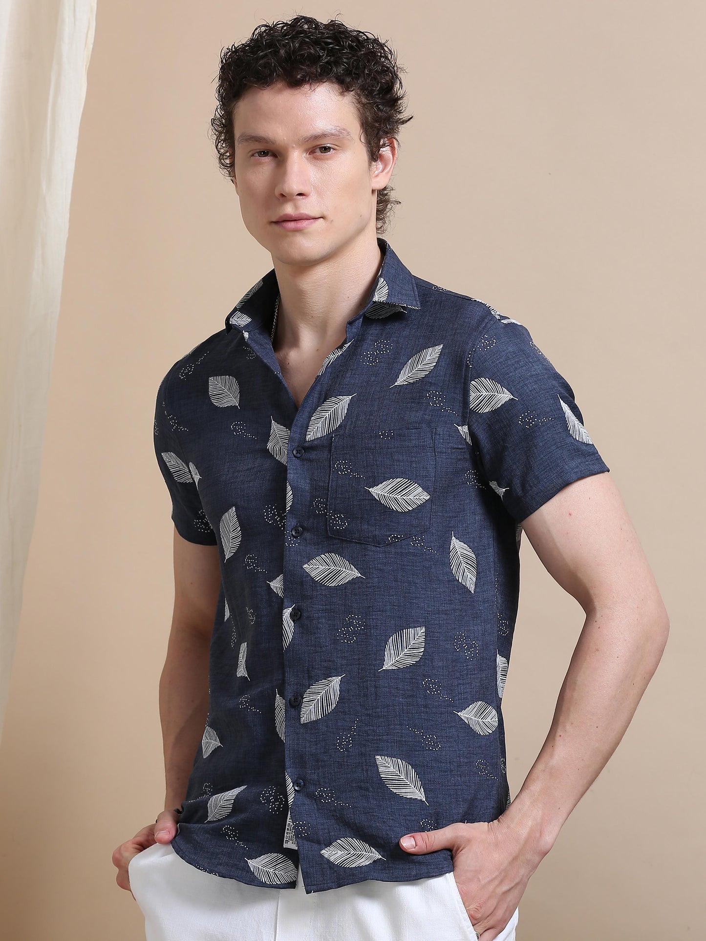 Modern Slim Fit Nylon Rubber Print Shirt