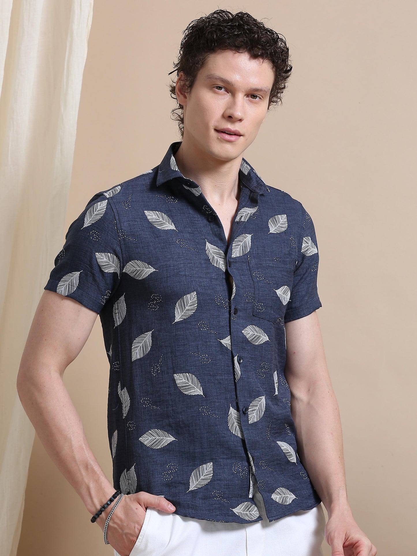 Modern Slim Fit Nylon Rubber Print Shirt