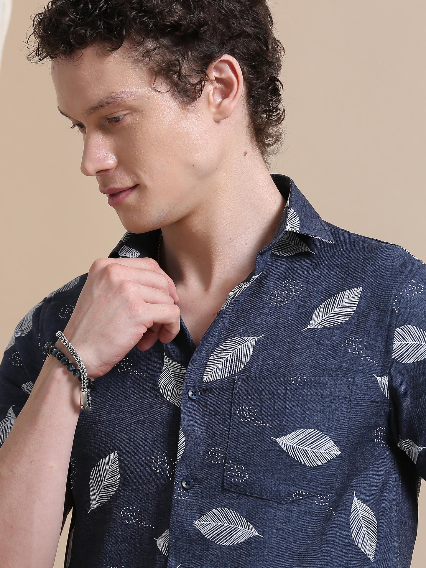 Modern Slim Fit Nylon Rubber Print Shirt