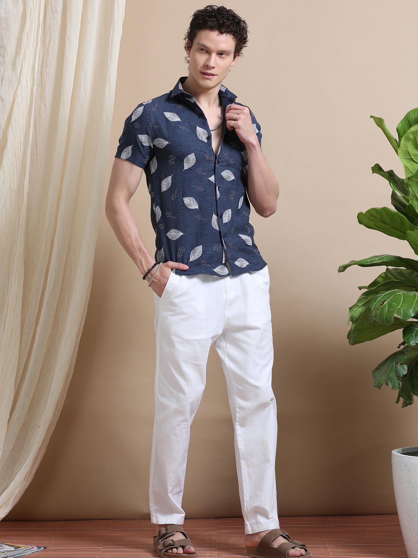 Modern Slim Fit Nylon Rubber Print Shirt