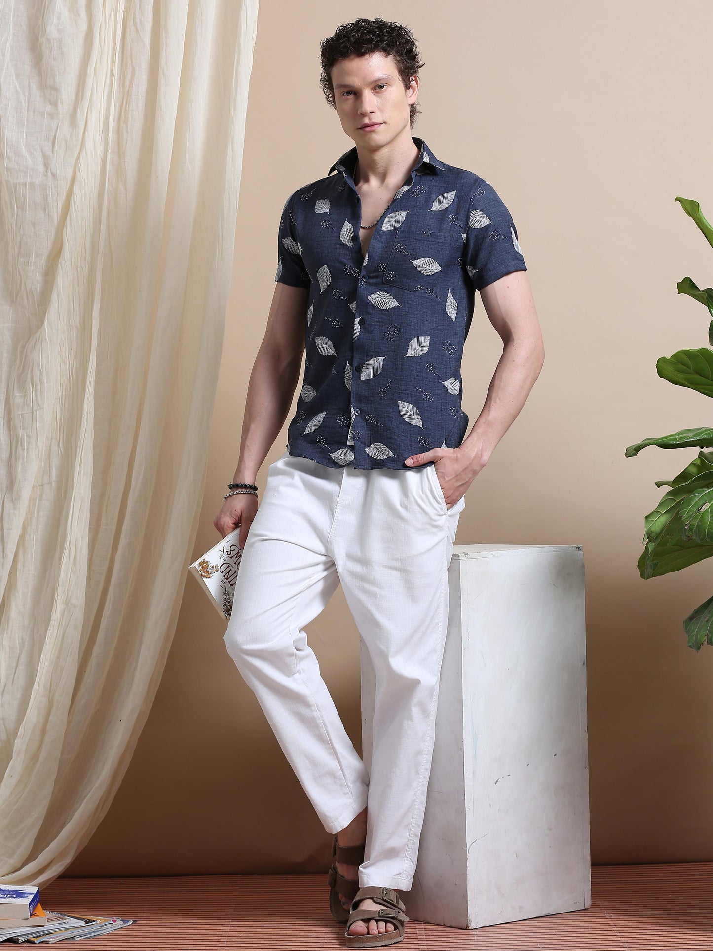 Modern Slim Fit Nylon Rubber Print Shirt