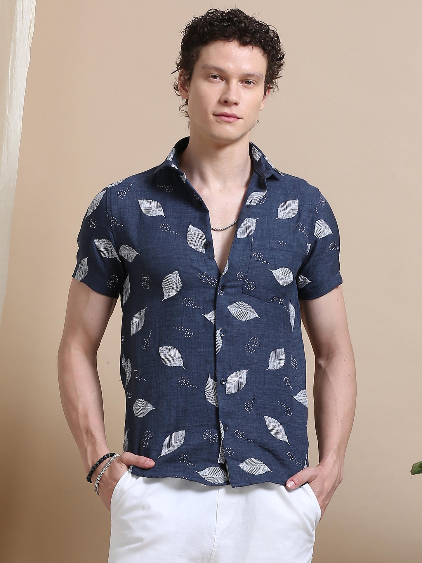 Modern Slim Fit Nylon Rubber Print Shirt