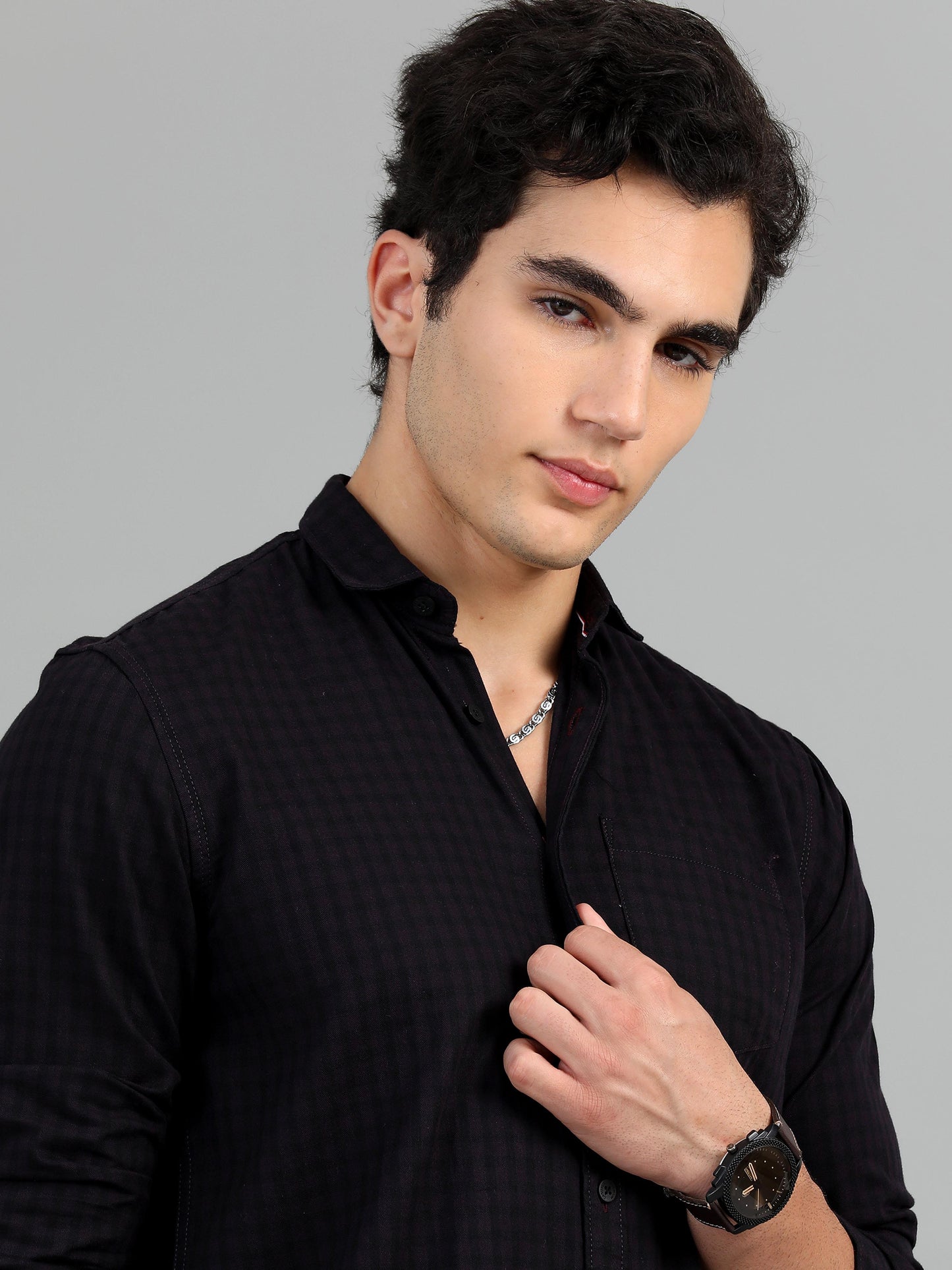 Lagos Black & Magenta Check Shirt for Men