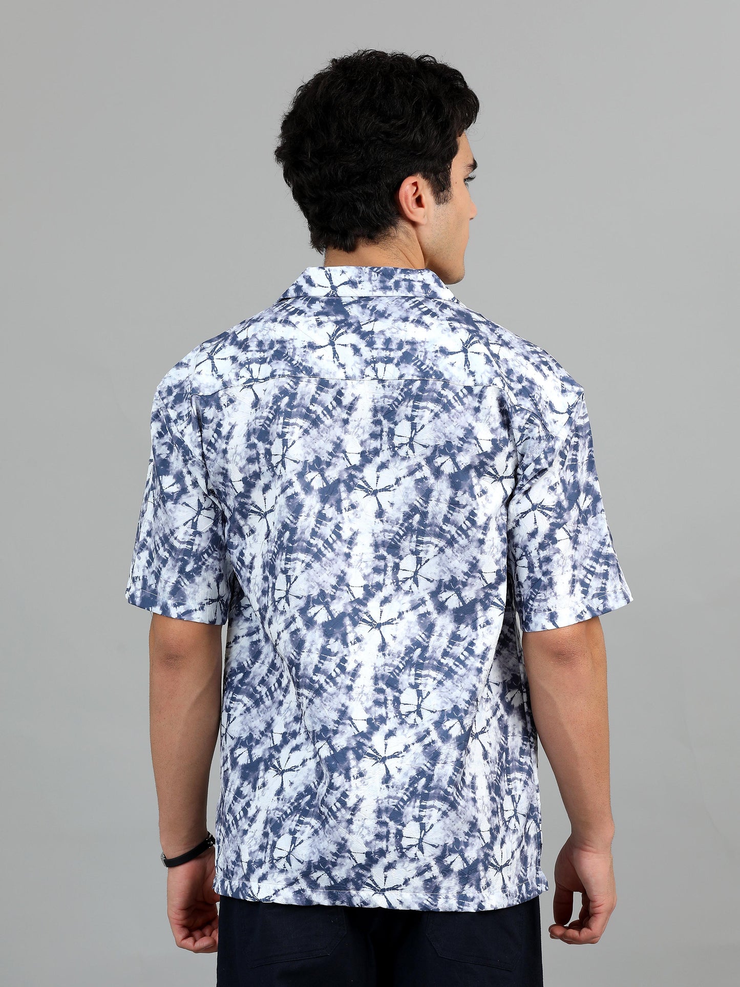 Blue & White Printed Shirt for Men