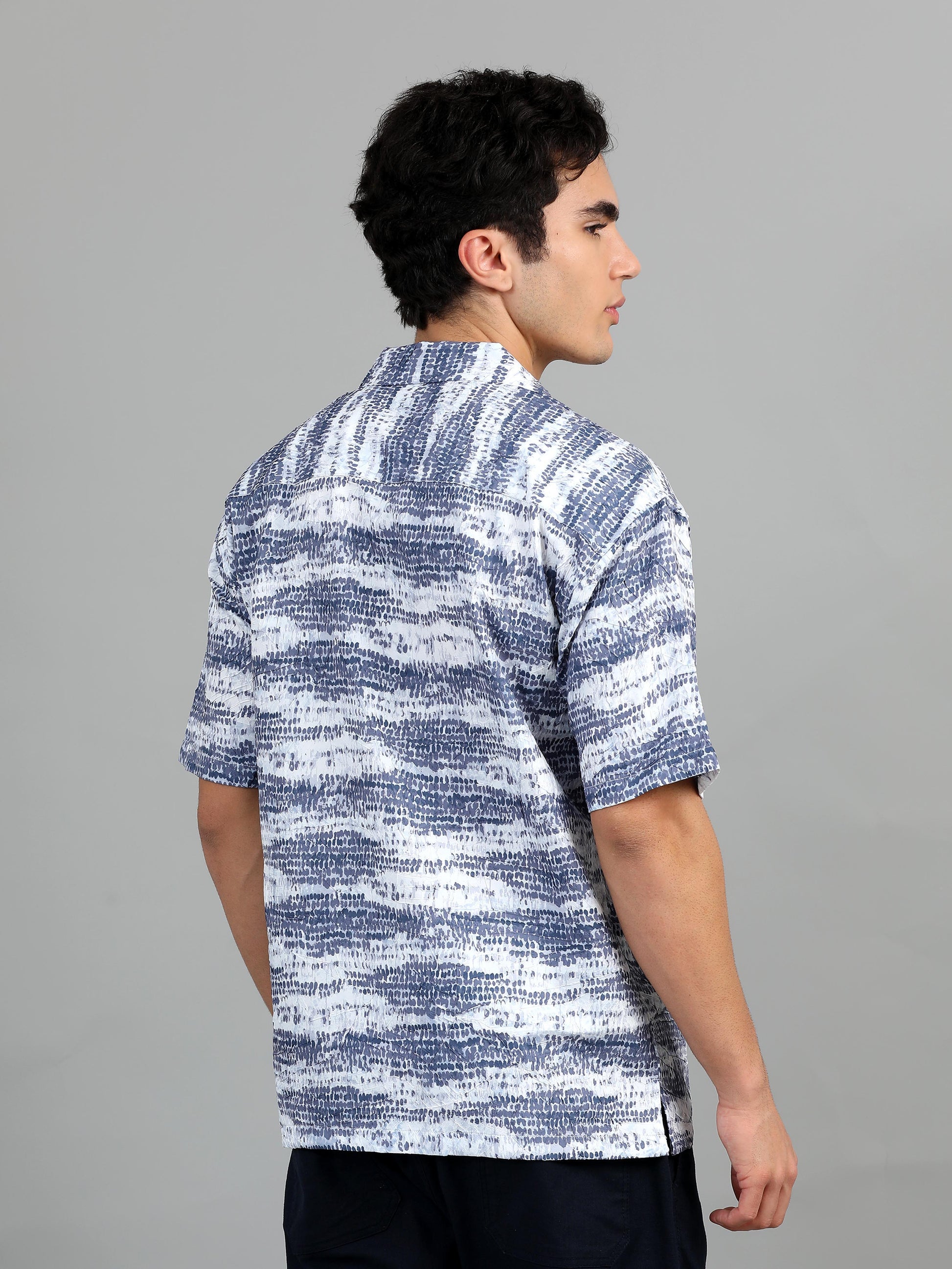 Mist Blue & Grey Printed Shirt for Men