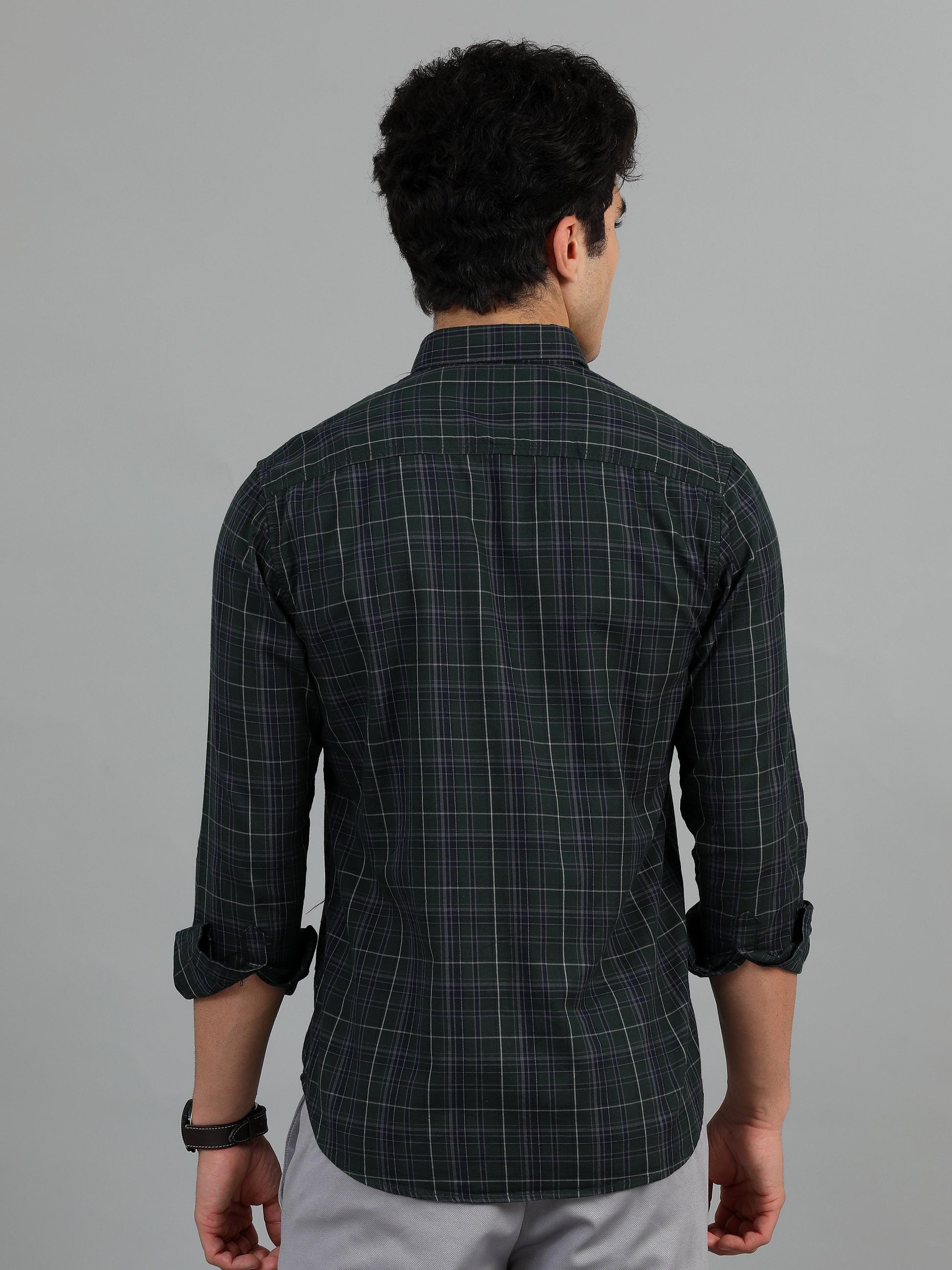 Dark Jungle Green Check Shirt for Men