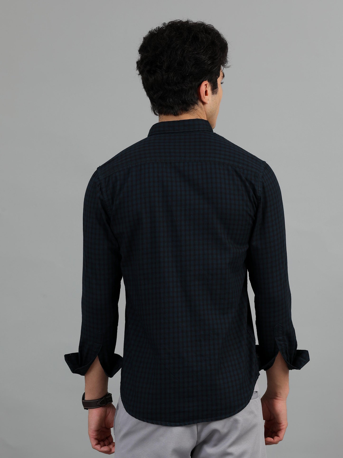 Green & Black Check Shirt for Men