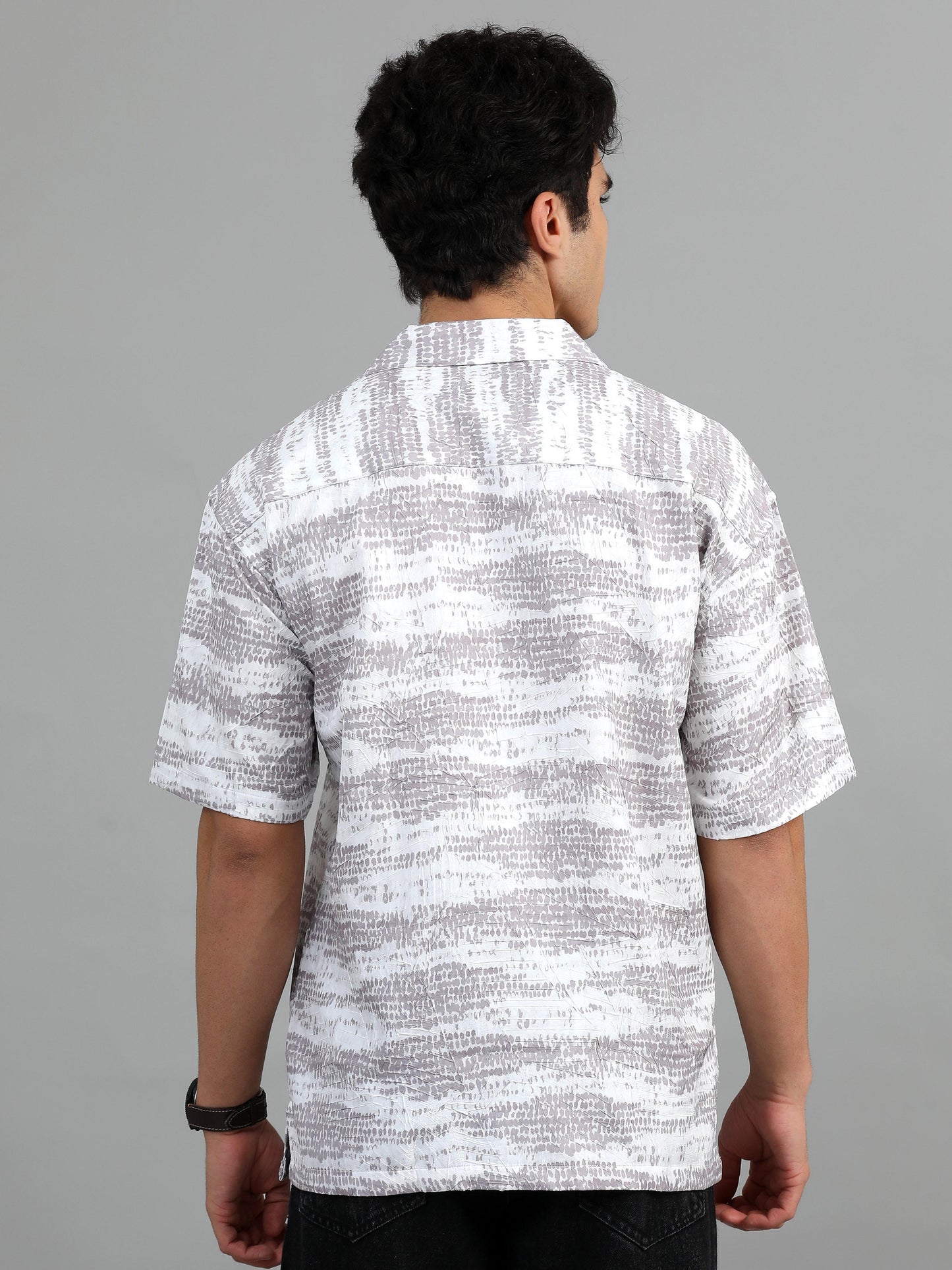 Bangkok Grey and white Printed Shirt