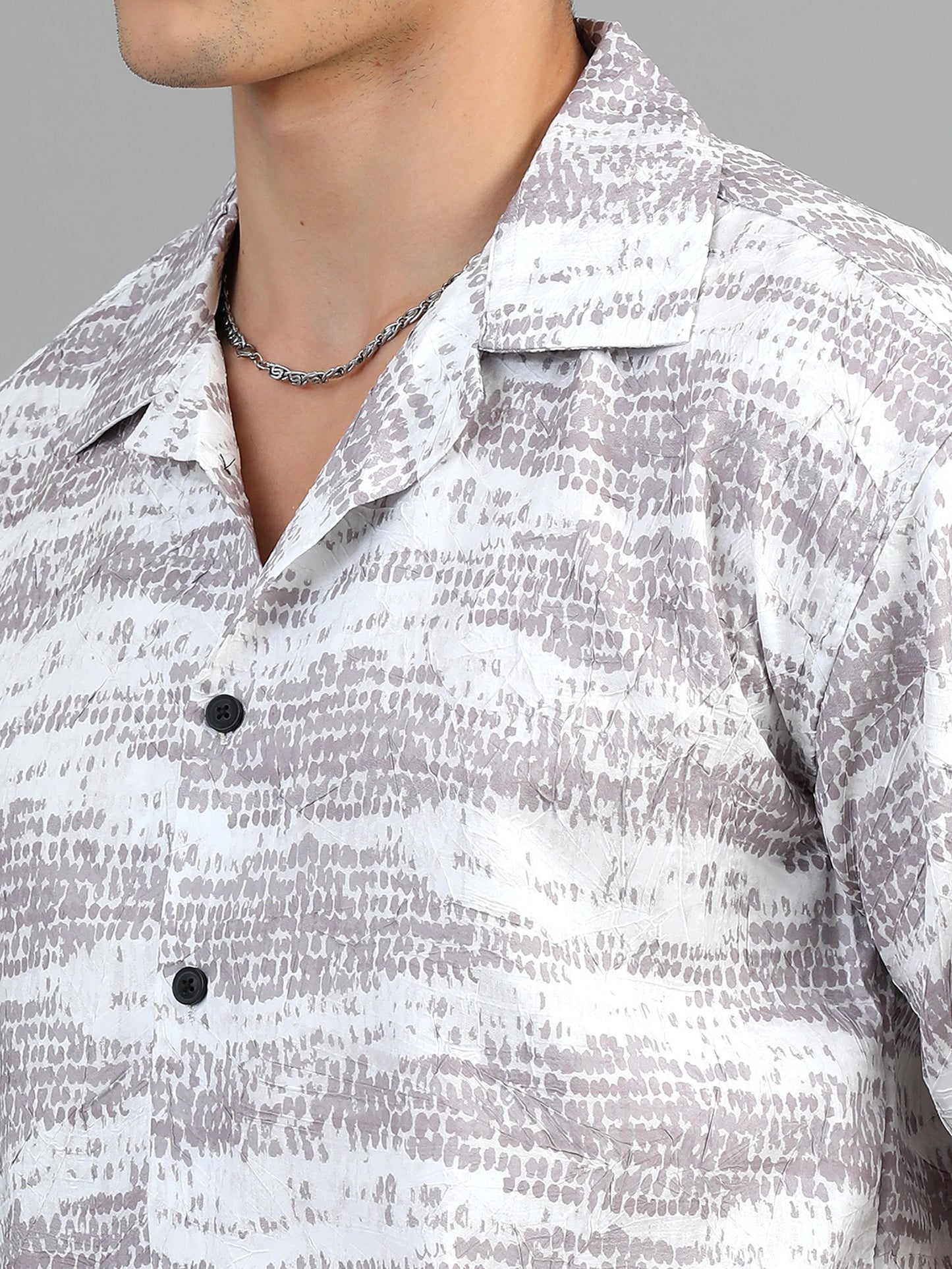 Bangkok Grey and white Printed Shirt