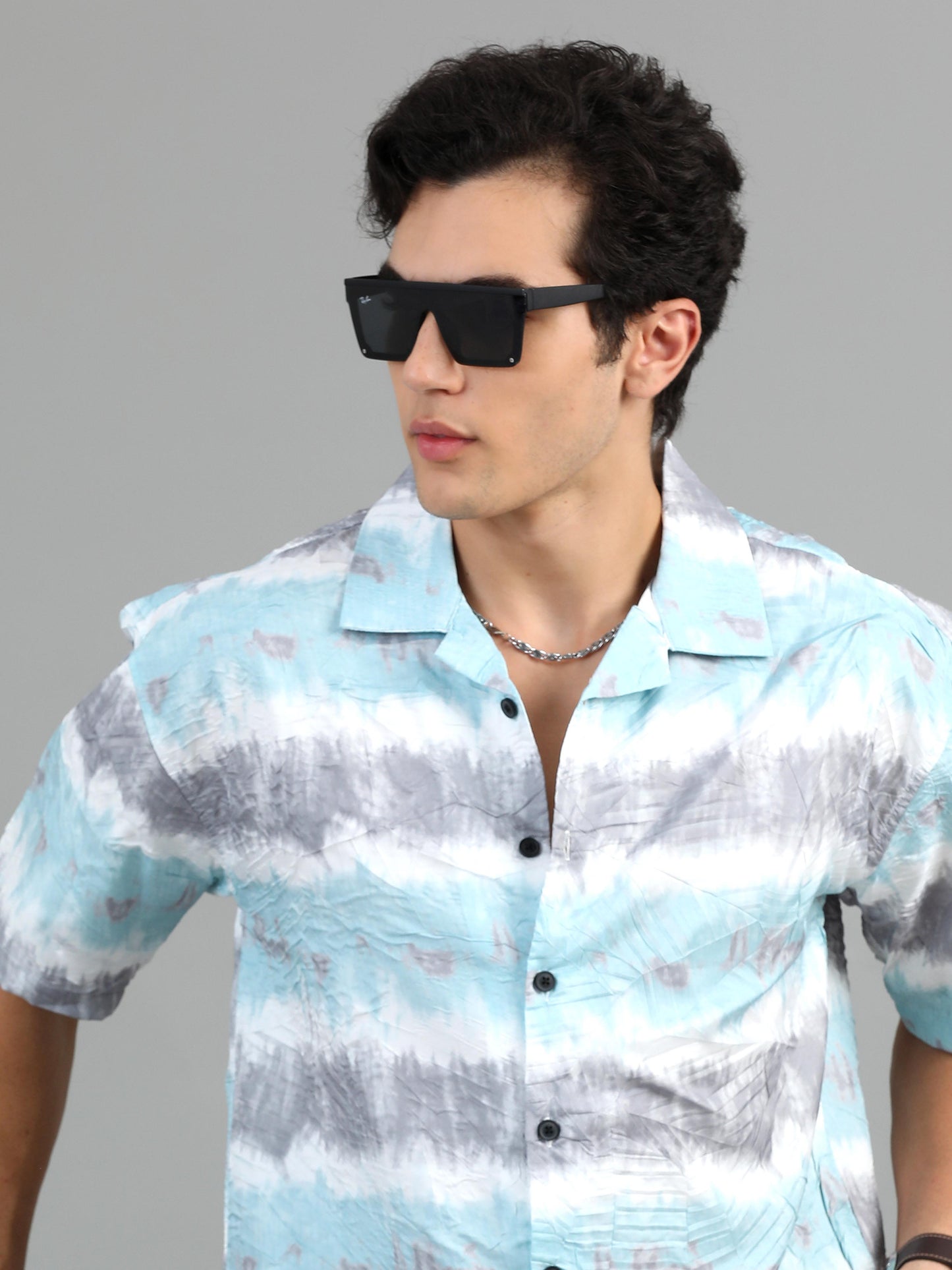 Bangkok Blue Grey printed shirt