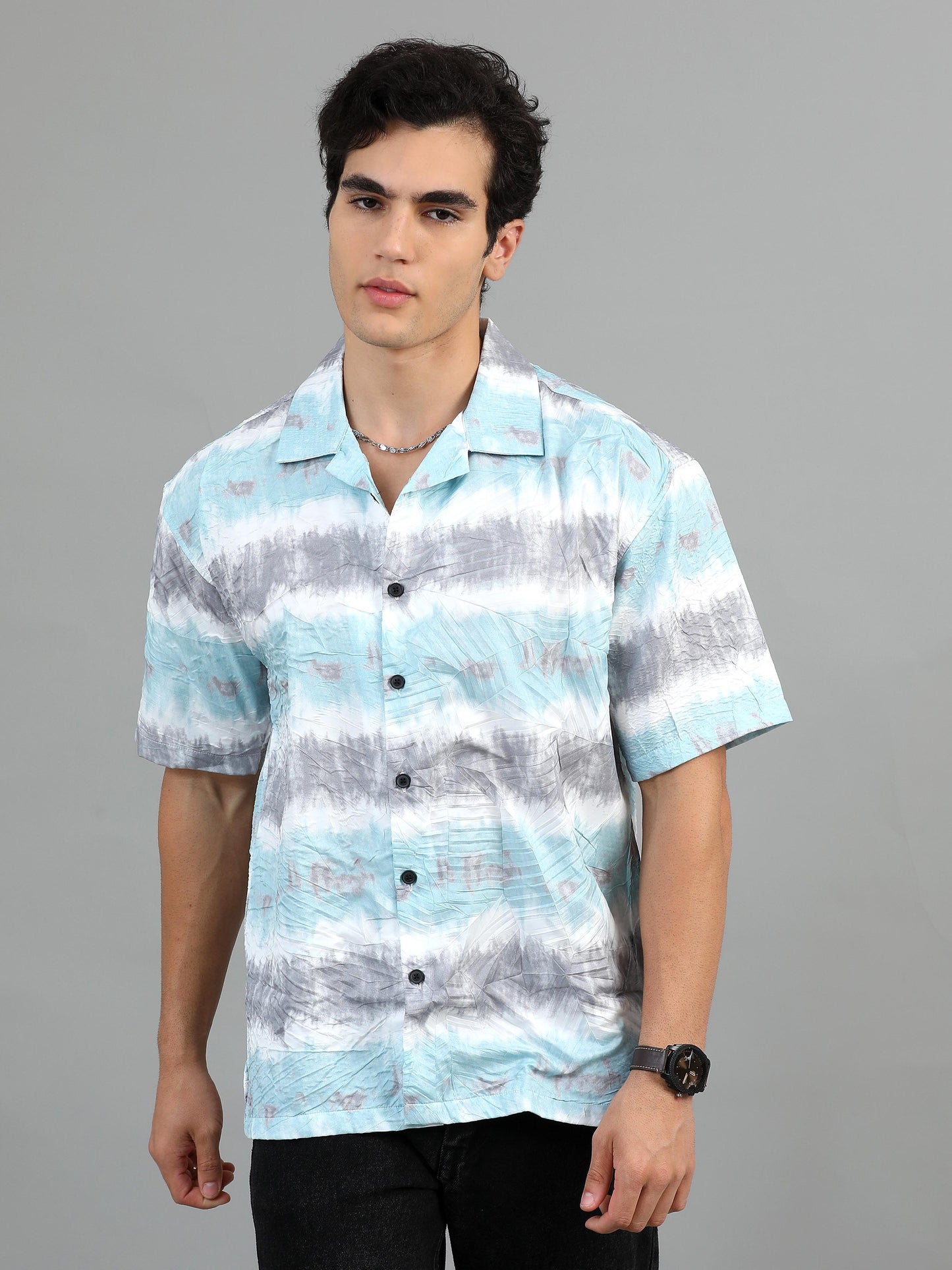 Bangkok Blue Grey printed shirt