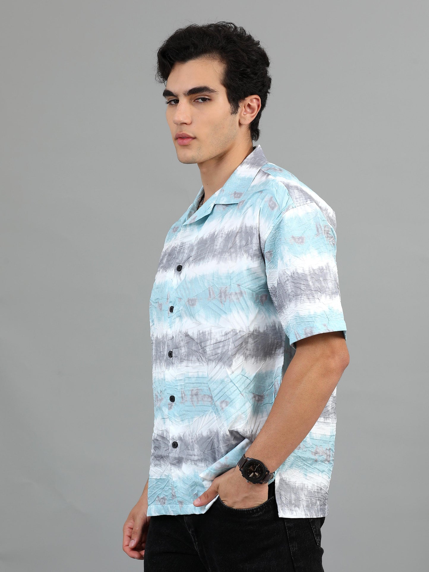 Bangkok Blue Grey printed shirt