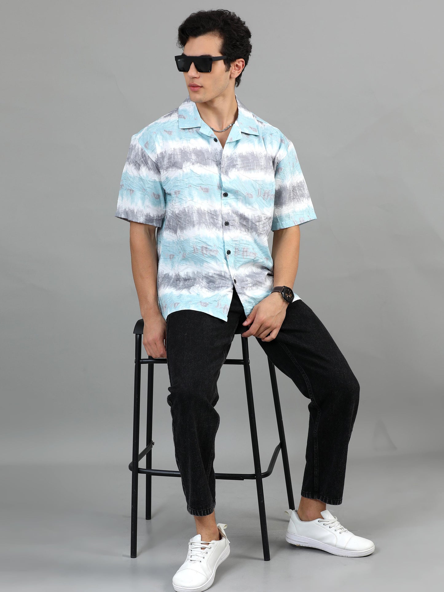 Bangkok Blue Grey printed shirt