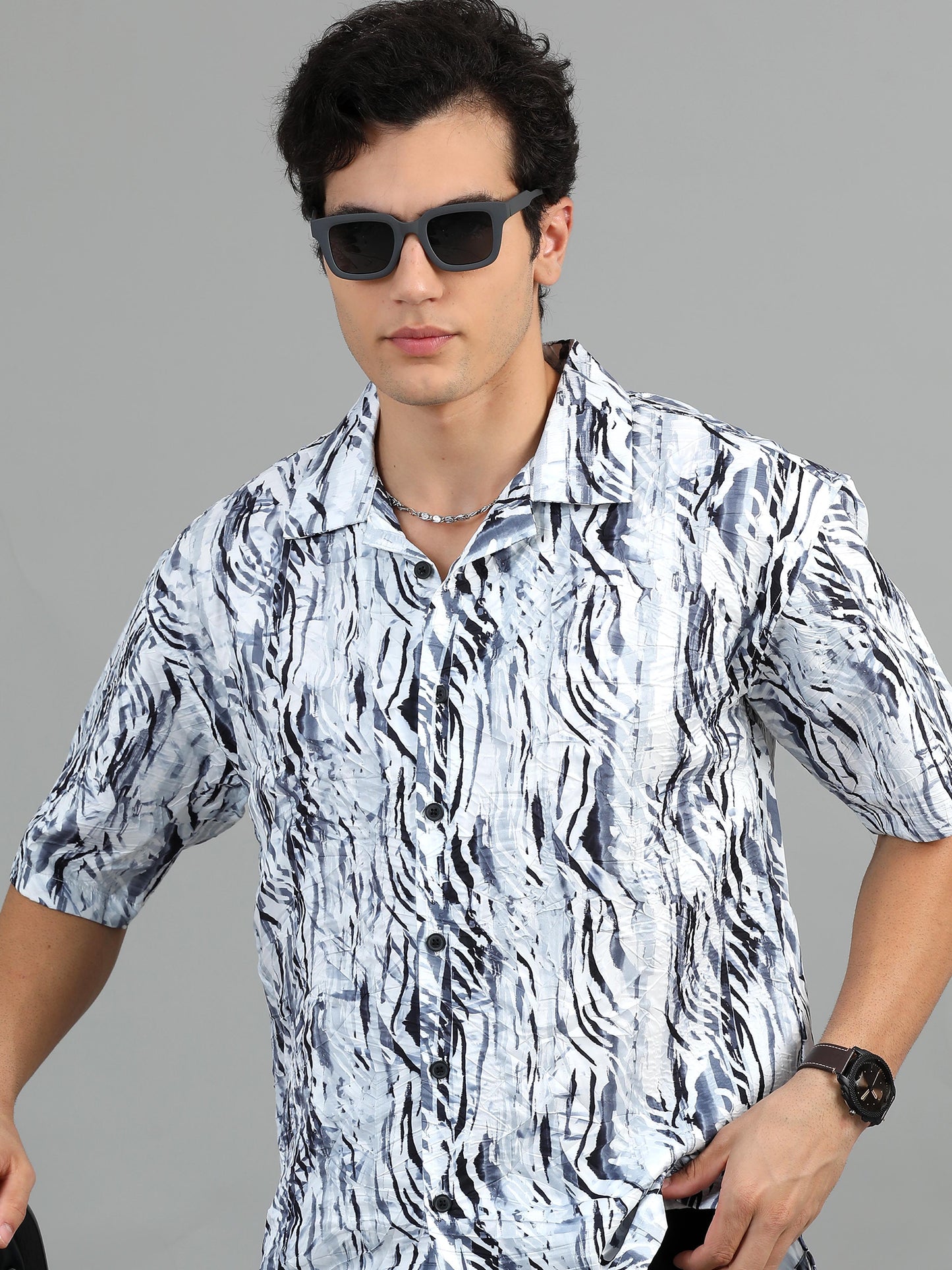 Bangkok Grey black printed shirt