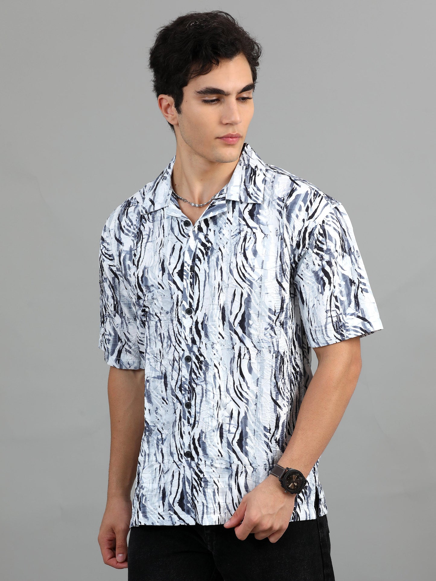 Bangkok Grey black printed shirt