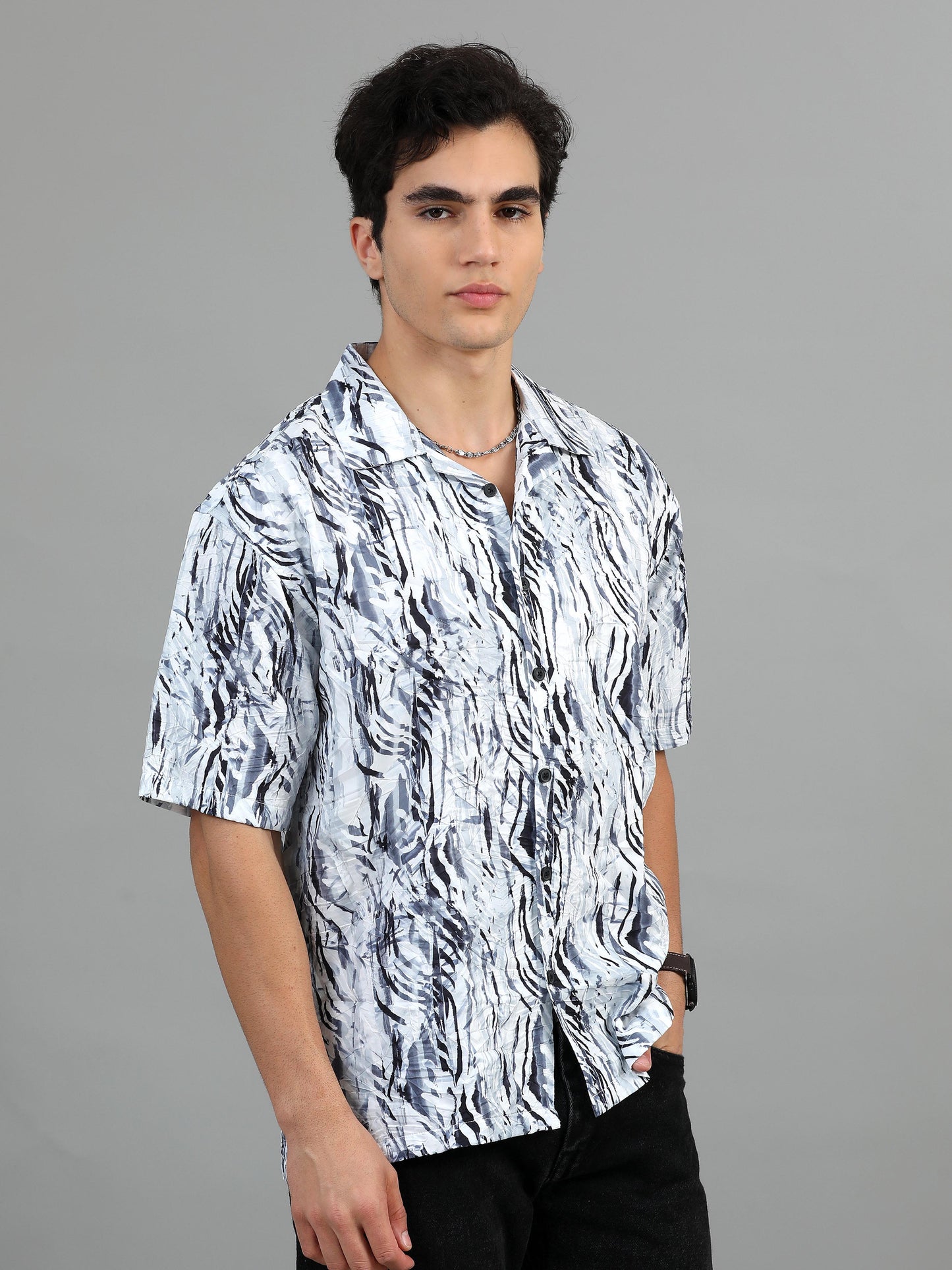 Bangkok Grey black printed shirt