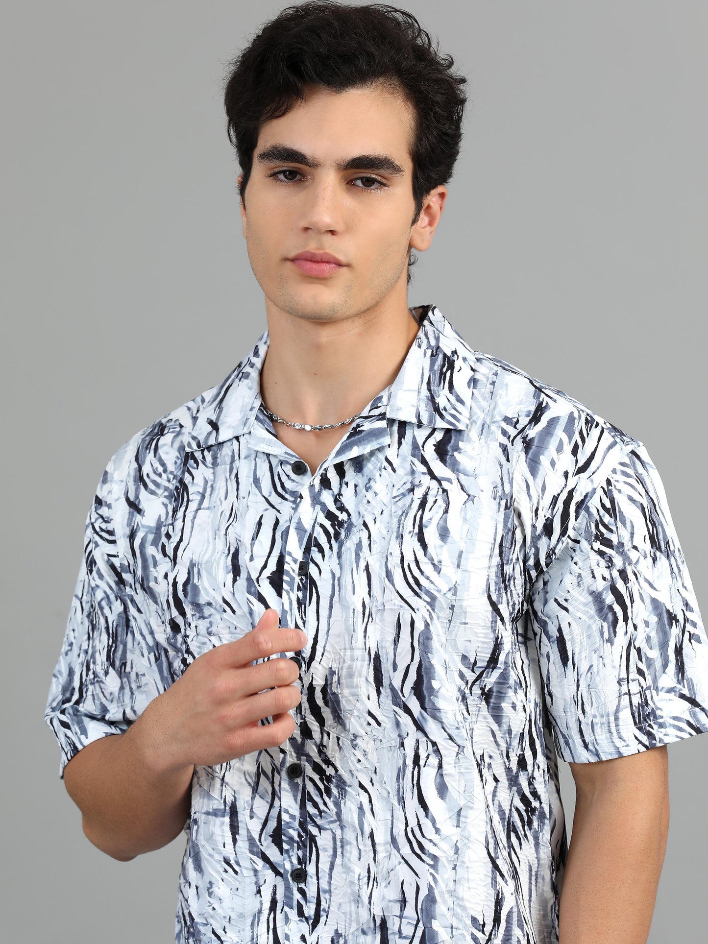 Bangkok Grey black printed shirt