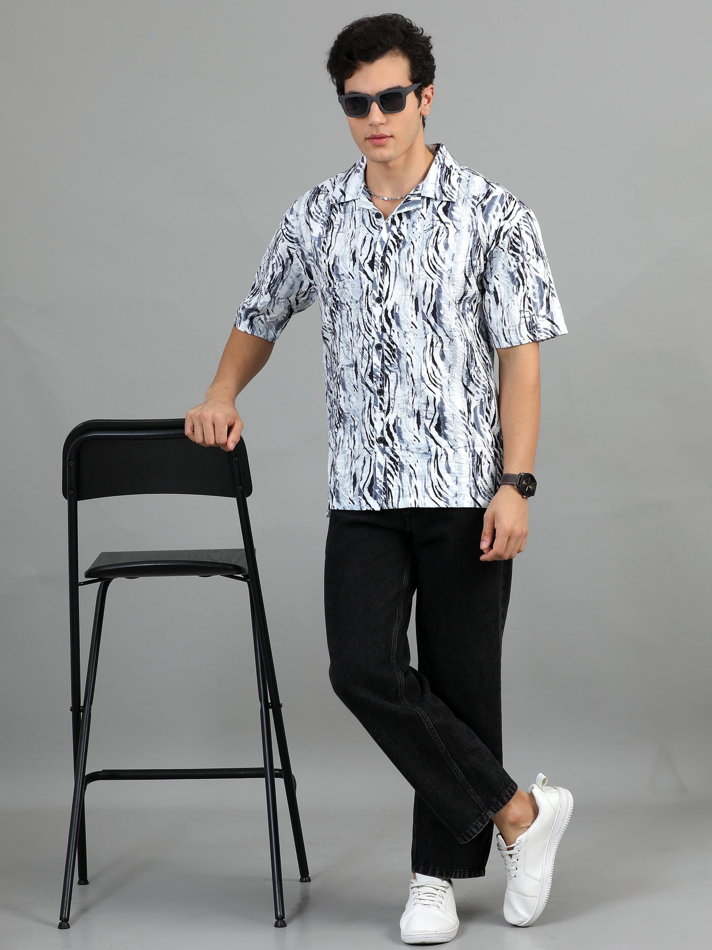 Bangkok Grey black printed shirt