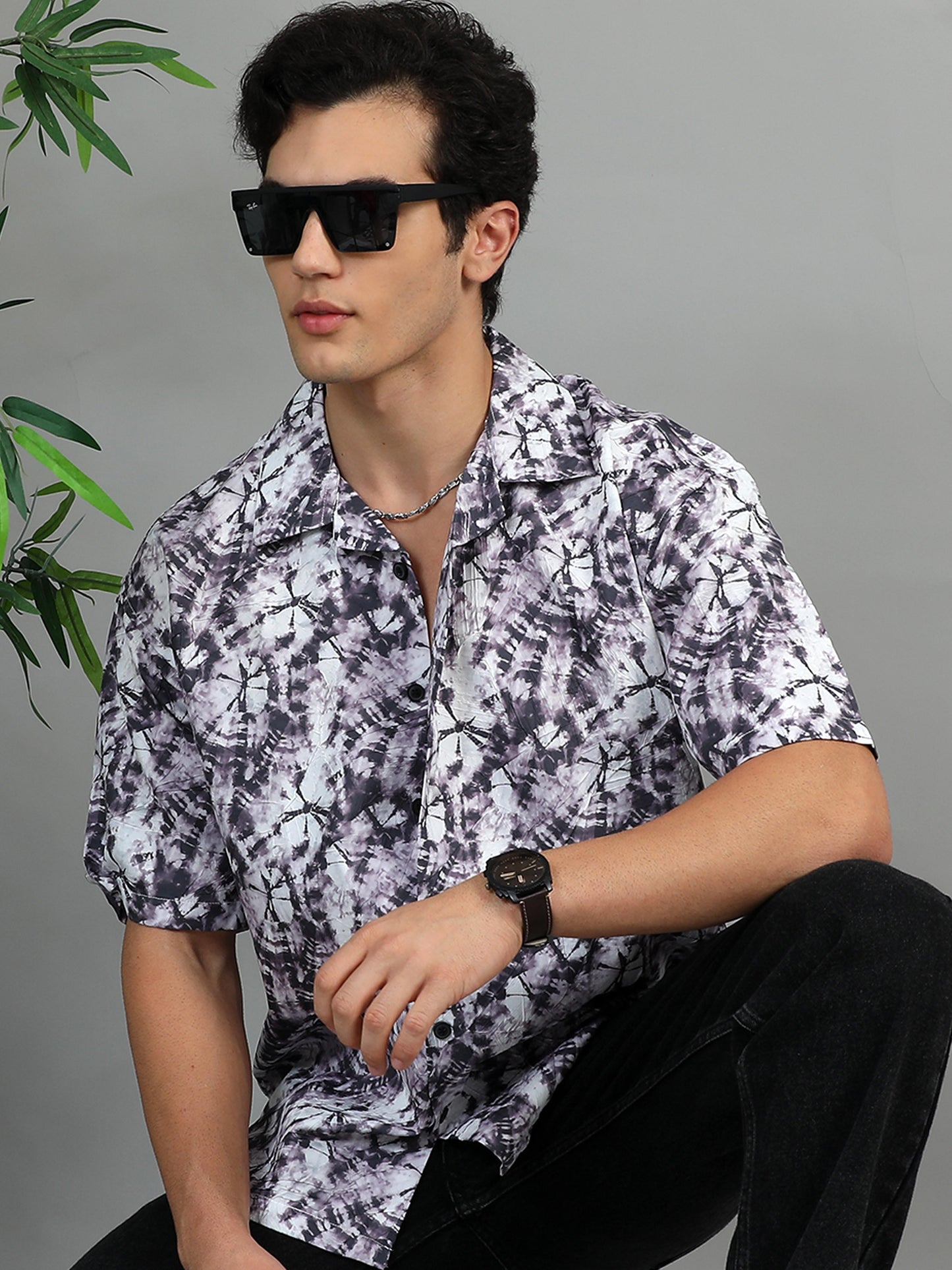 Bangkok White lavender printed shirt