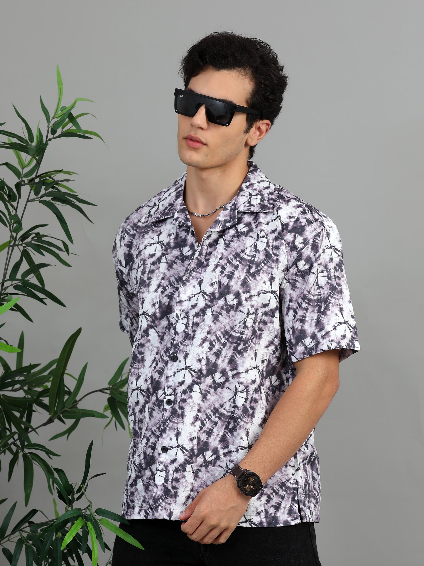 Bangkok White lavender printed shirt