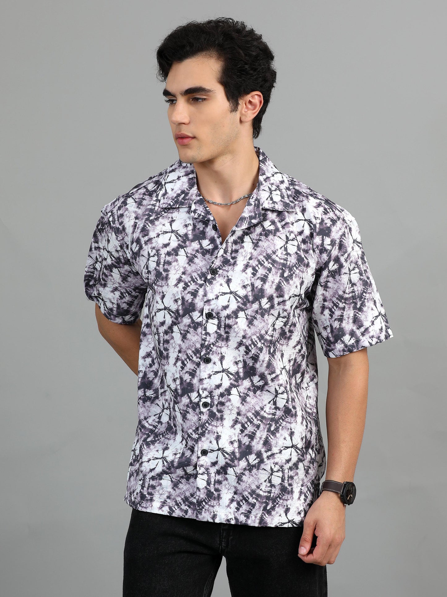 Bangkok White lavender printed shirt