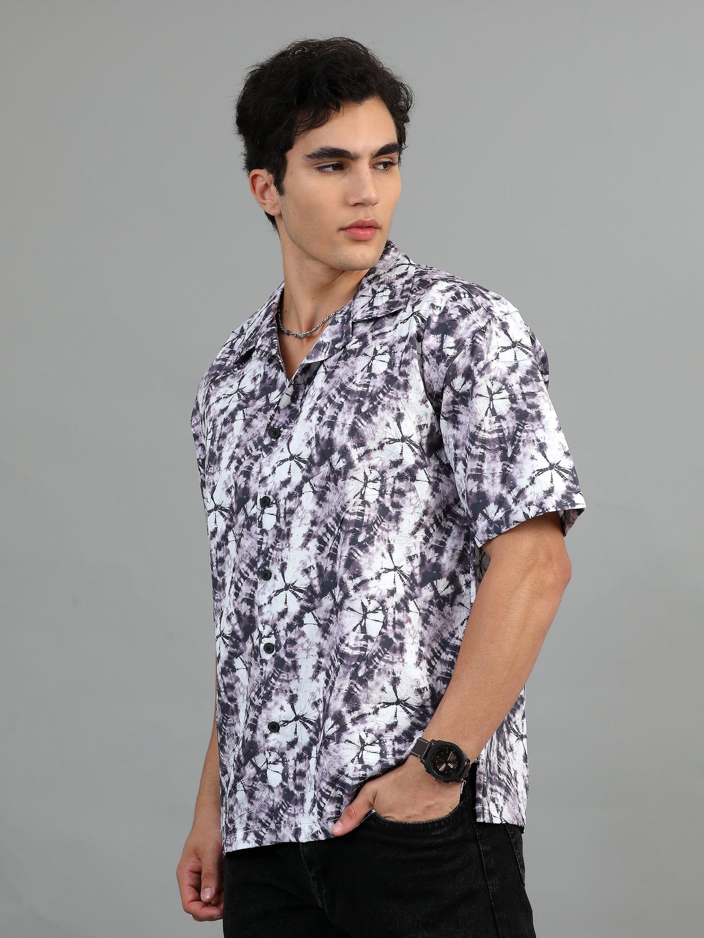 Bangkok White lavender printed shirt